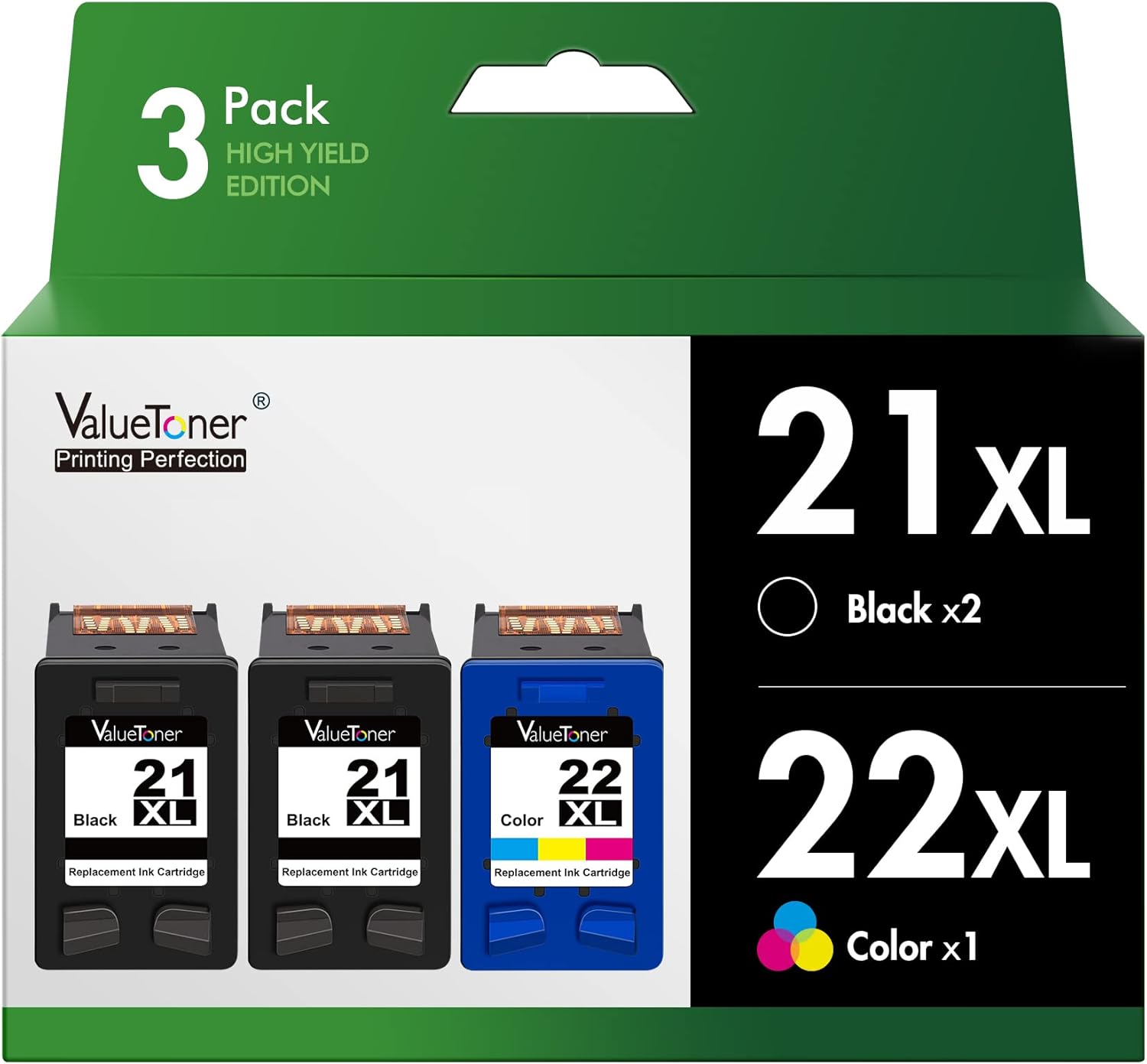 Valuetoner Remanufactured Ink Cartridge Replacement for HP 21 XL 21XL 22 XL 22XL...