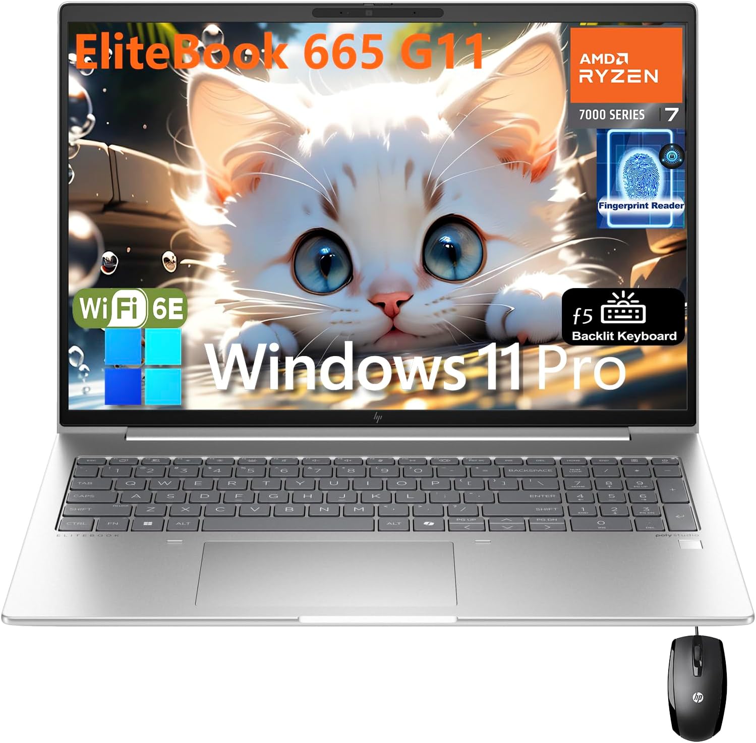 HP Elitebook 665 G11 16" FHD+ Business Laptop Computer, Octa-Core AMD Ryzen 7 77...