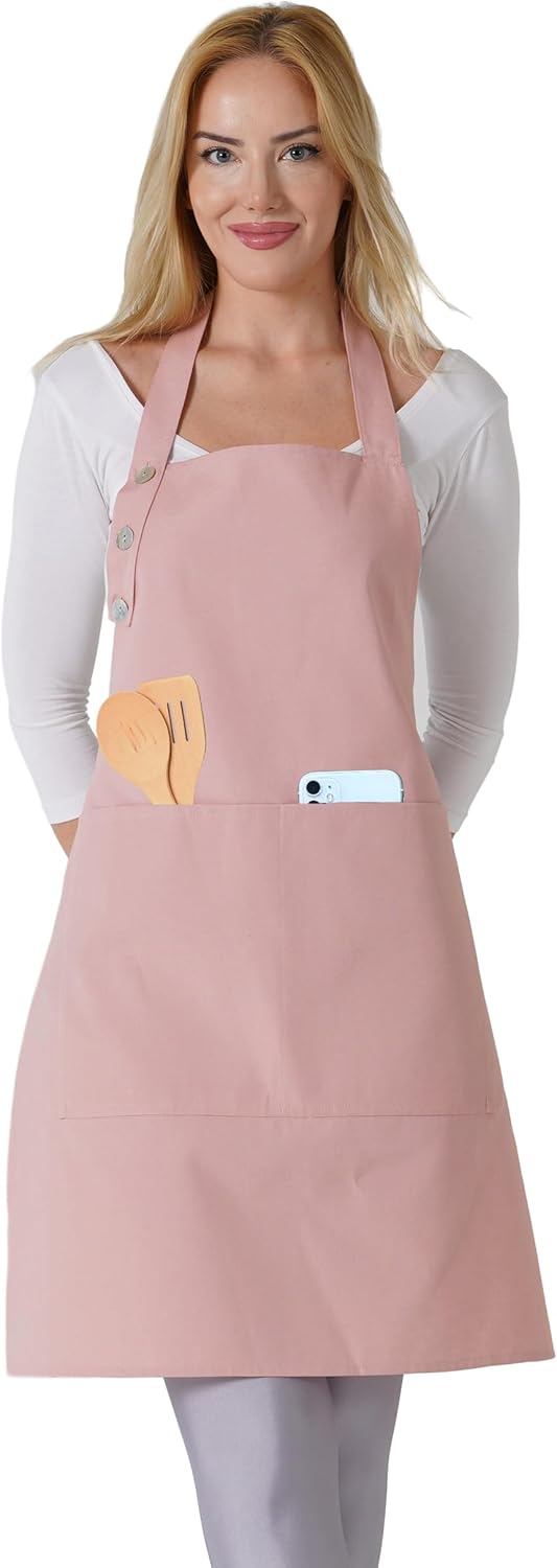 TOSHE Kitchen Apron Waterdrop Resistant Cotton Apron with adjustable Aprons for...