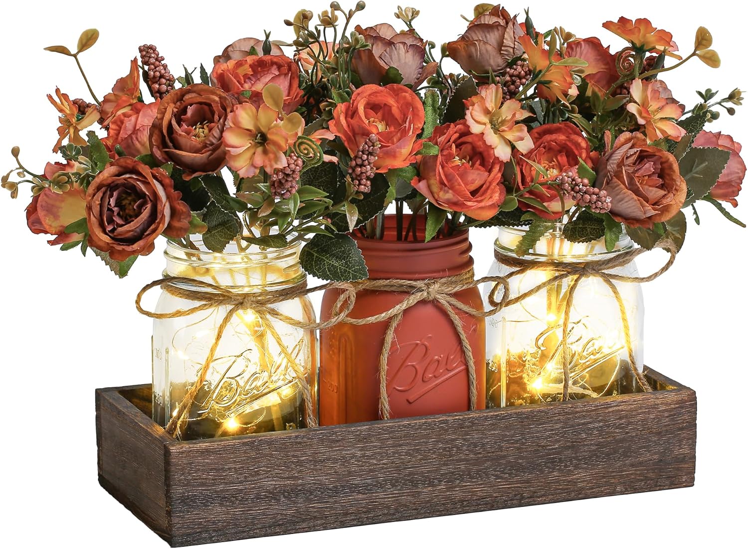 3 Pcs Mason Jar Centerpiece Table Decorations for Dining Table Decor Farmhouse C...
