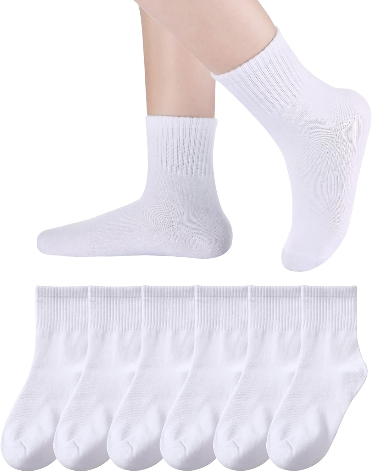 Eyean Kids Athletic Crew Socks Boys Girls Cotton School Uniform Casual Basic Soc...