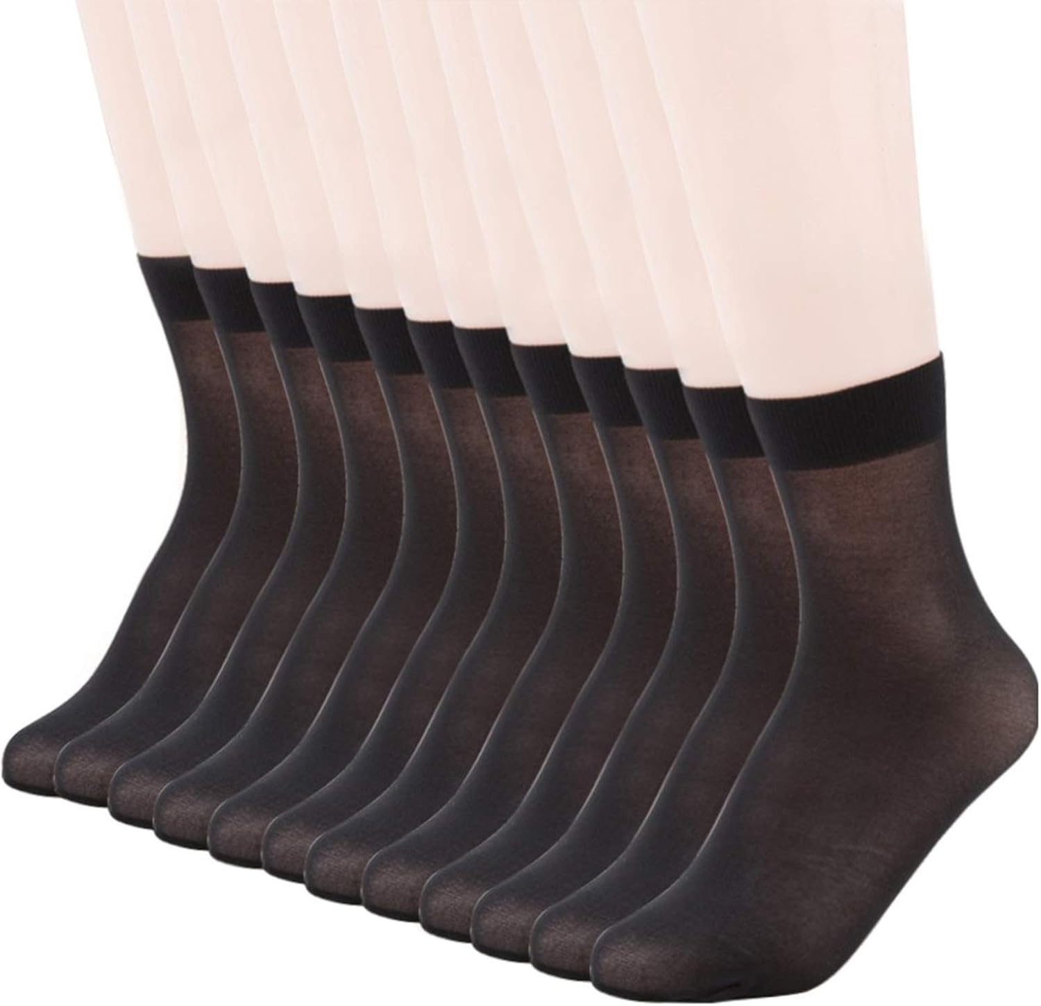 MANZI 12 Pairs Women's Ankle High Sheer Socks One Size Black