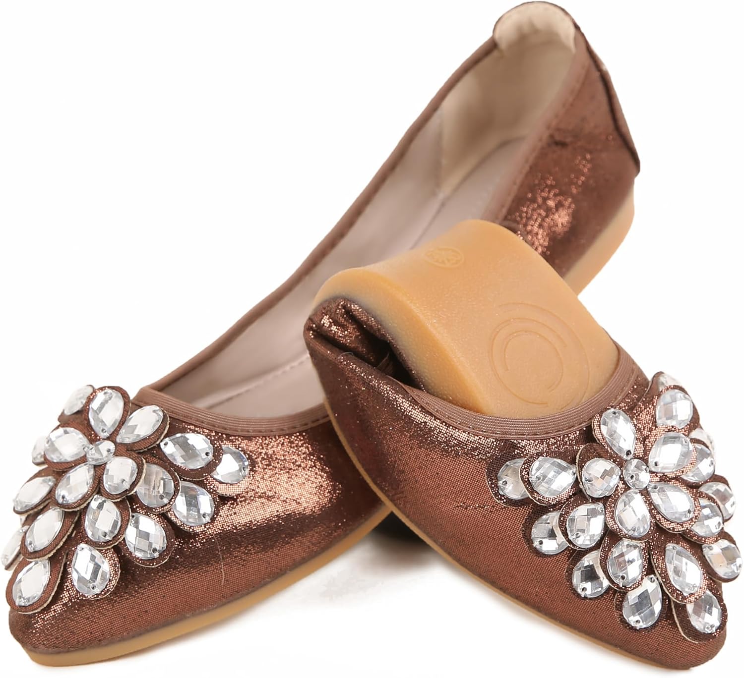 Elegant Women's Ballet Flats, Unique Rhinestone Wedding Ballerina Shoes for Spec...