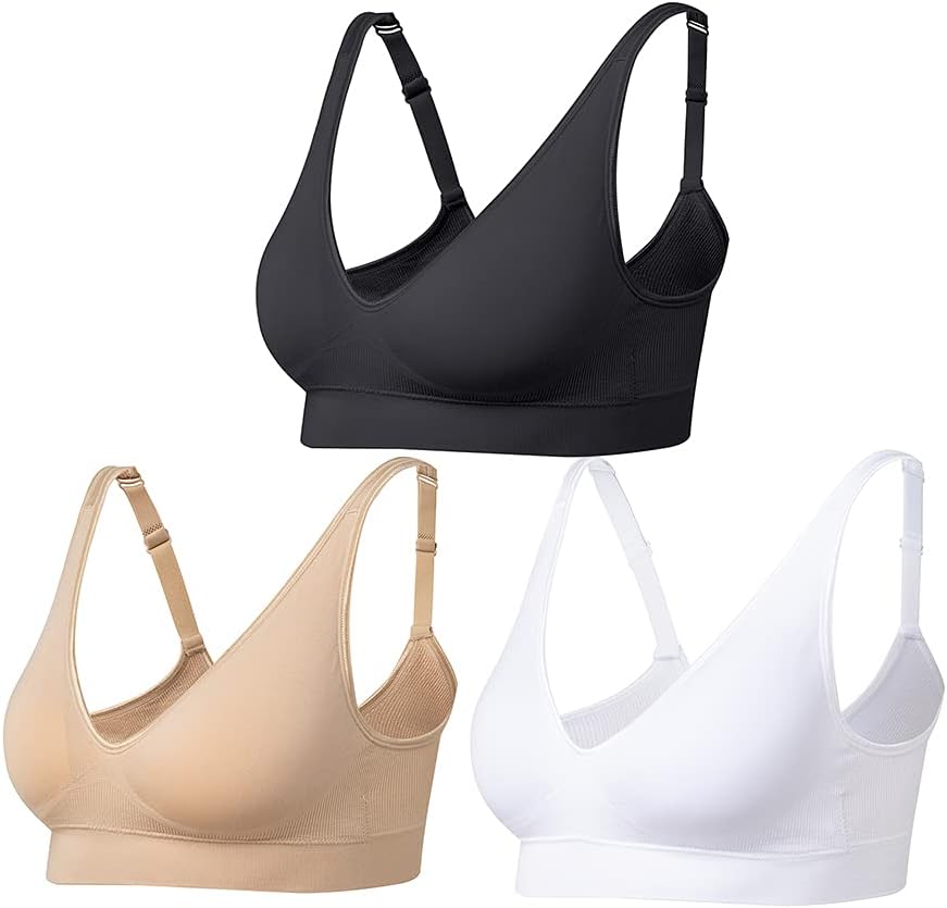 Comfyin Wireless Bras for Women Non Wired Seamless Bras with Removable Pads 3 Pa...