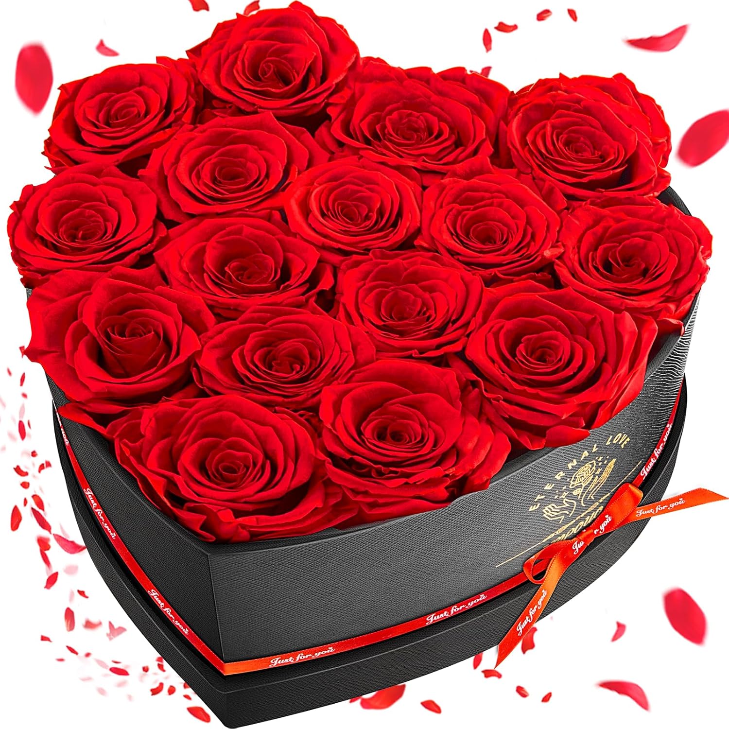 16 Preserved Flower, Fresh Forever Roses in Heart Shape Box, Eternal Roses, Birt...