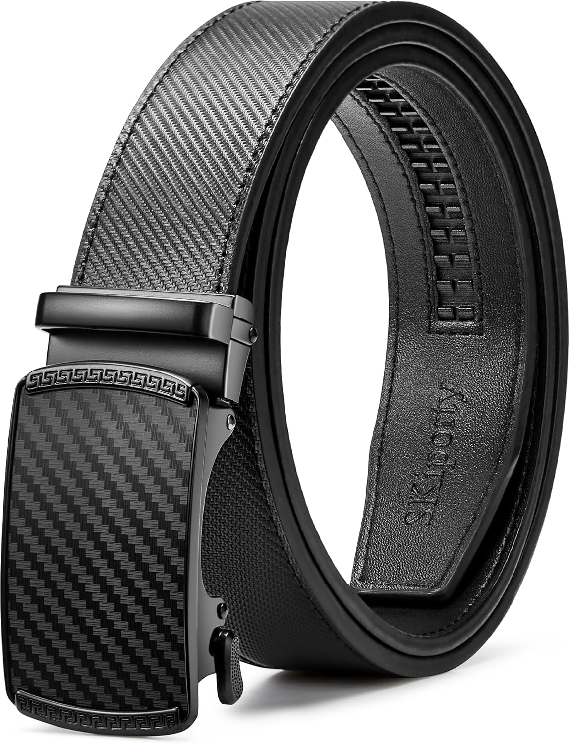 Mens Ratchet Belt Leather 1 3/8'' Adjustable Belts for Mens Dress Casual Jeans C...