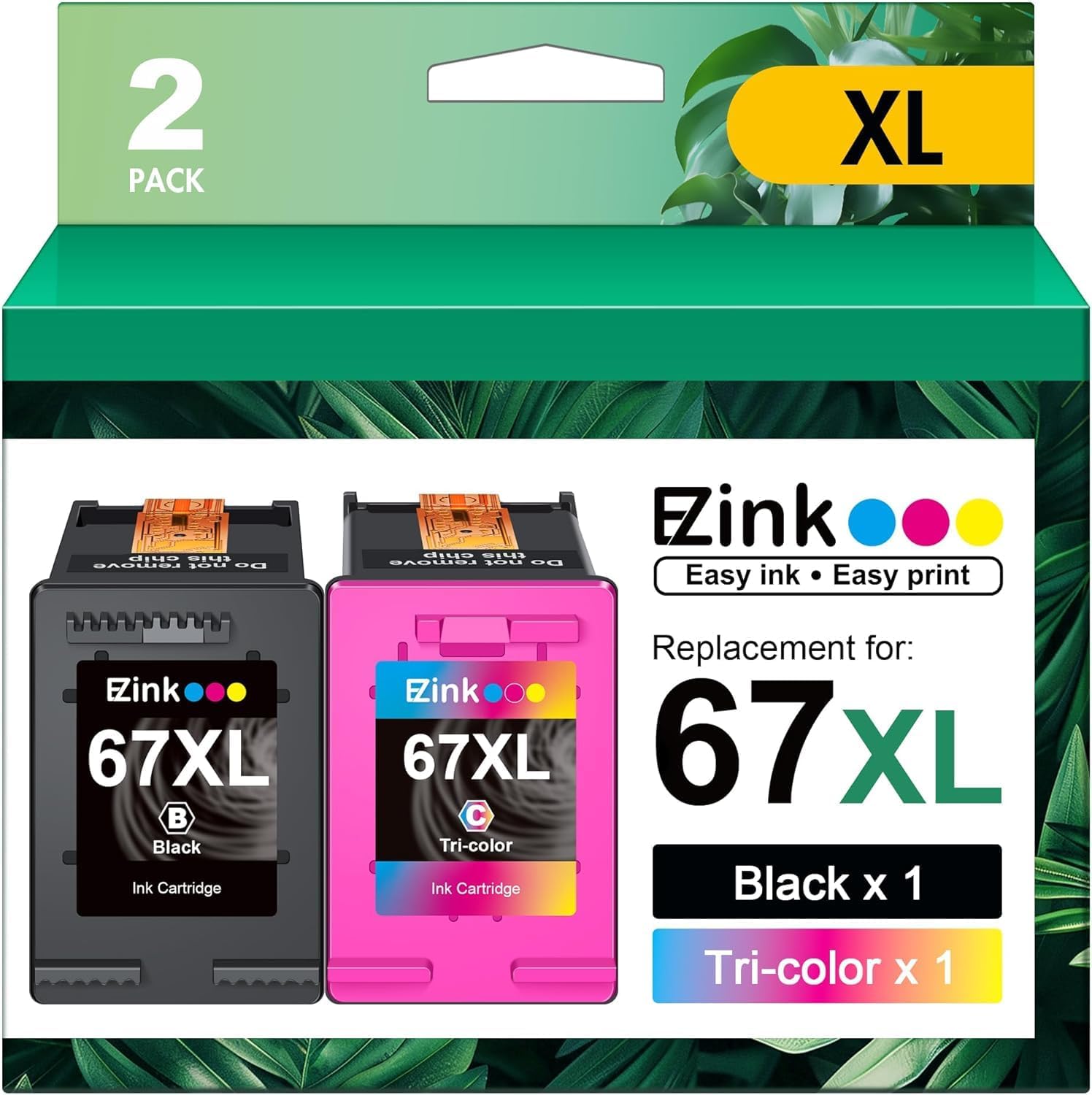 67XL 67 Ink Replacement for HP Ink 67 for 67XL Ink Cartridges Black Color Combo...