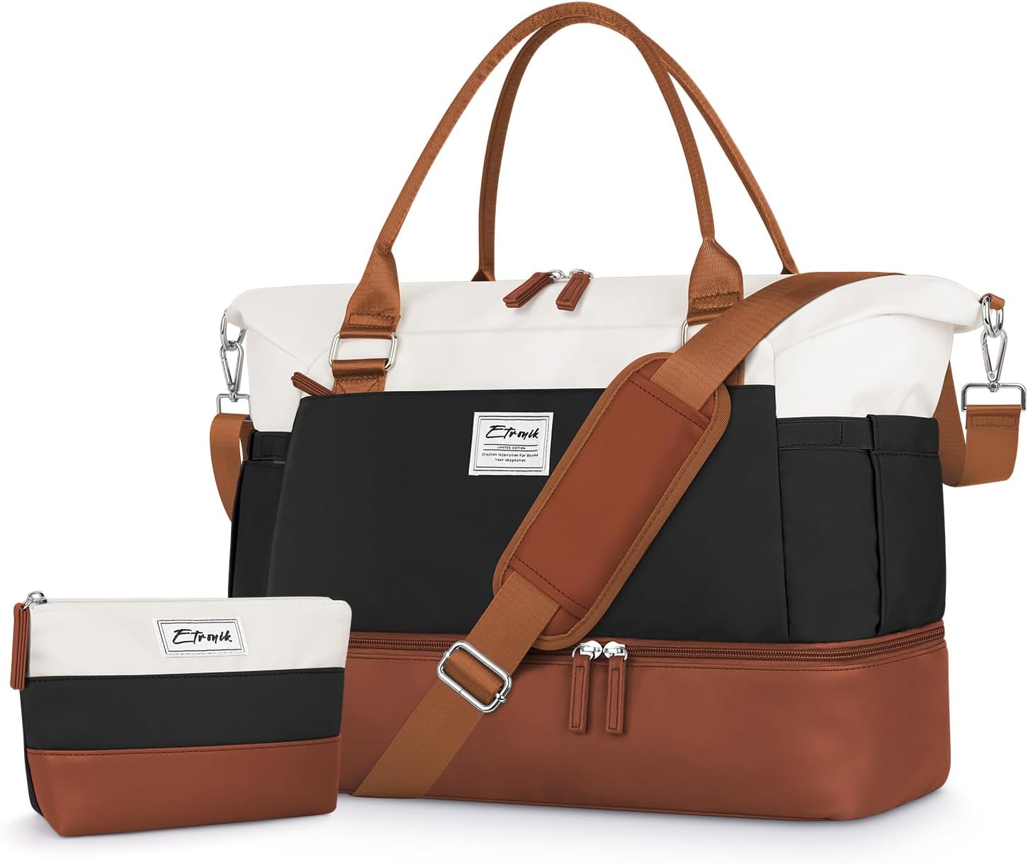 ETRONIK Weekender Bags for Women, Personal Item Travel Bag with Shoe Compartment...