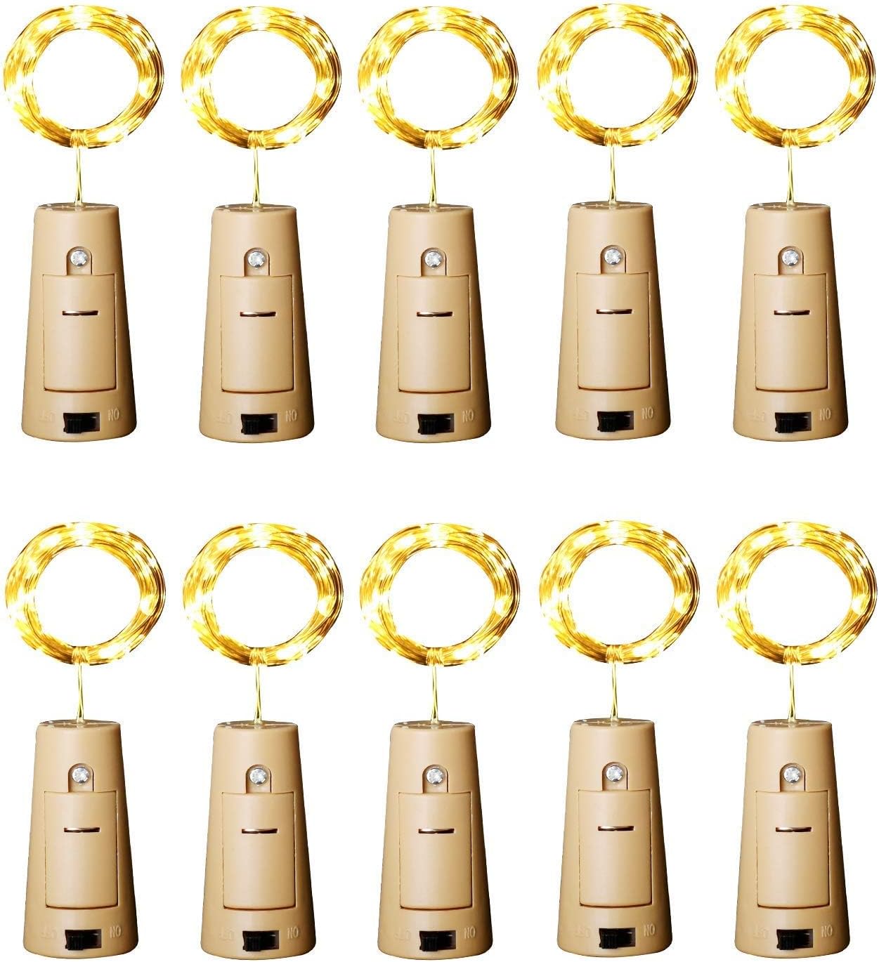 Aluan Wine Bottle Lights with Cork, 12 LED 10 Pack Fairy / String Lights Waterpr...