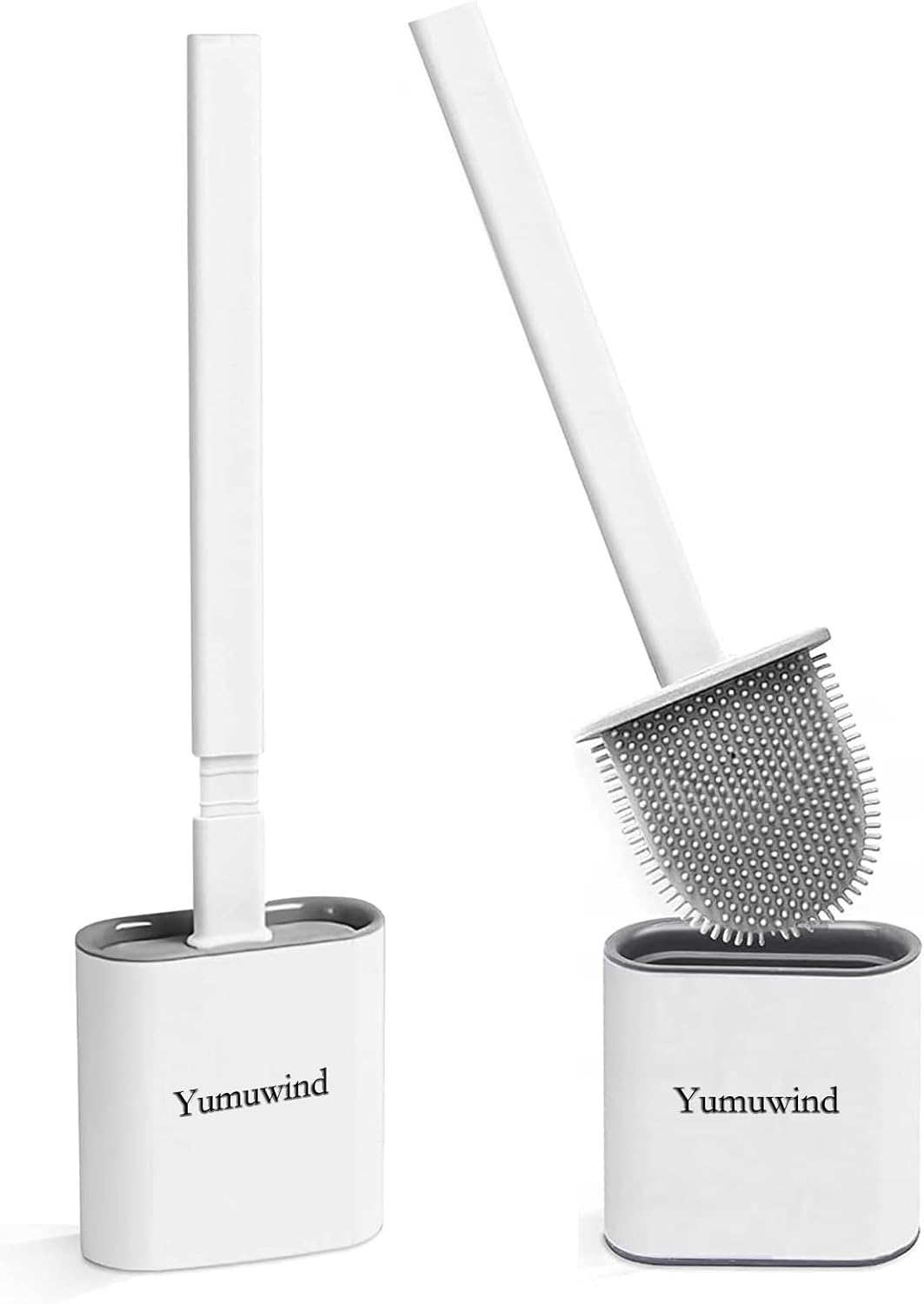 Yumuwind Silicone Toilet Brushes & Holders, 2 Pack Silicone Toilet Brush with No...