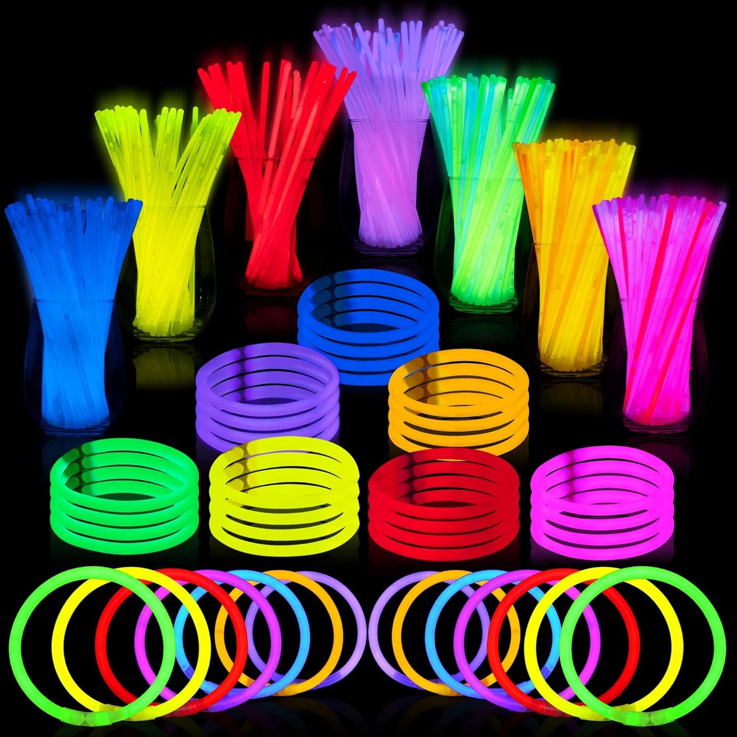 JOYIN 144 Pcs 8" Glowsticks, Bracelets Necklaces, Glow in the Dark Party Favors,...