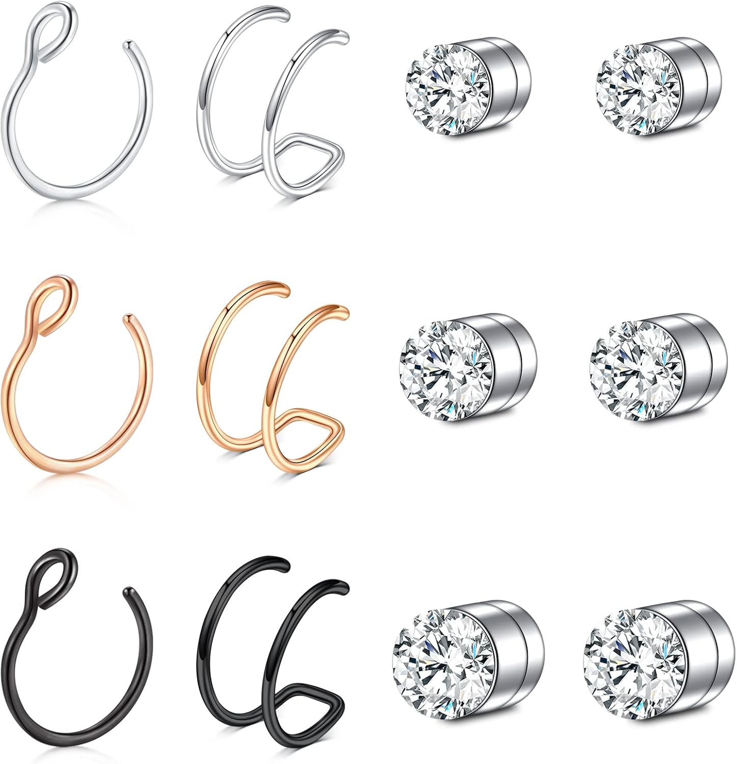JFORYOU Fake Nose Ring Fake Septum Fake Nose Ring Hoop Fake Nose Rings for Women...
