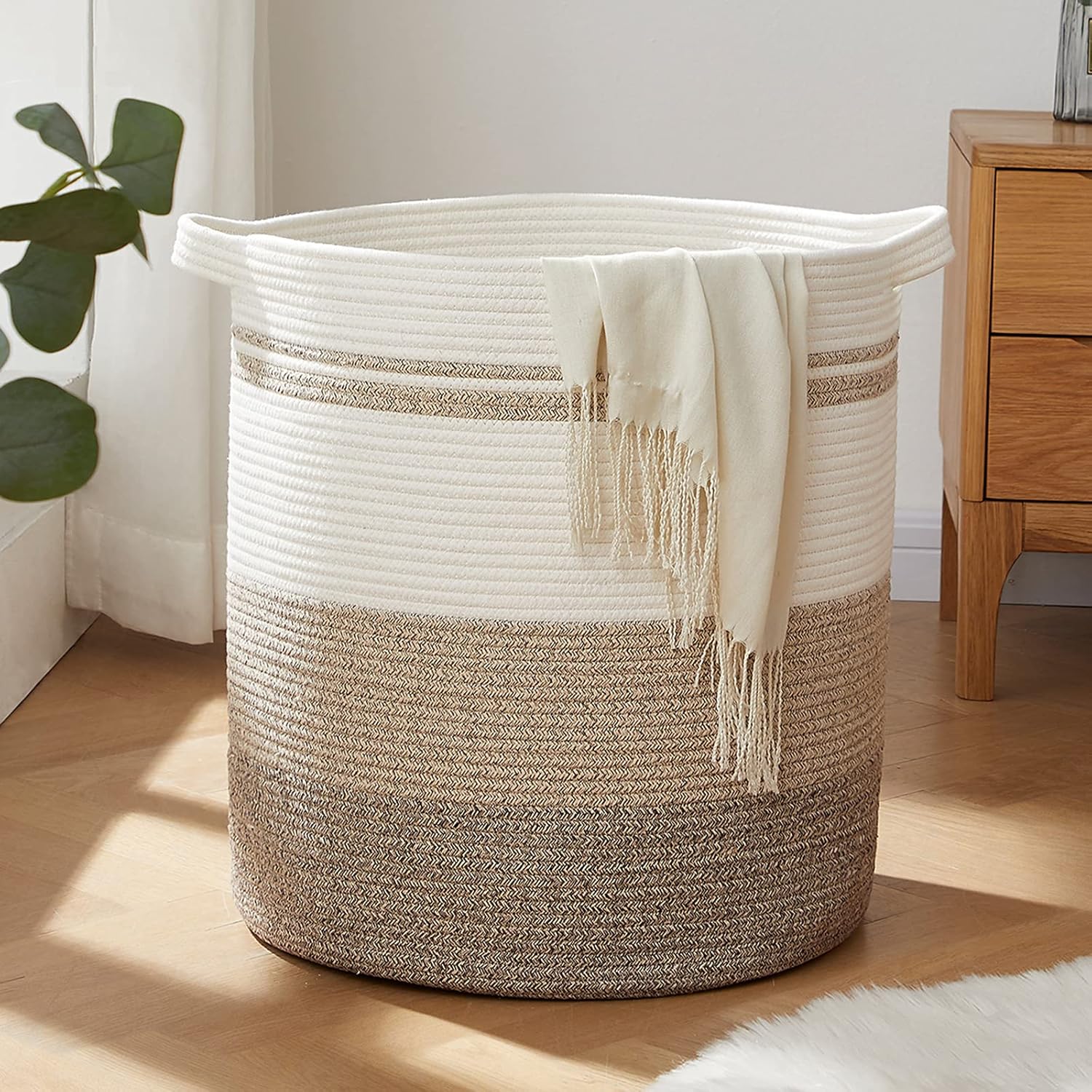 OIAHOMY 80L Laundry Baskets Hamper with Handles,Decorative Basket for Living roo...