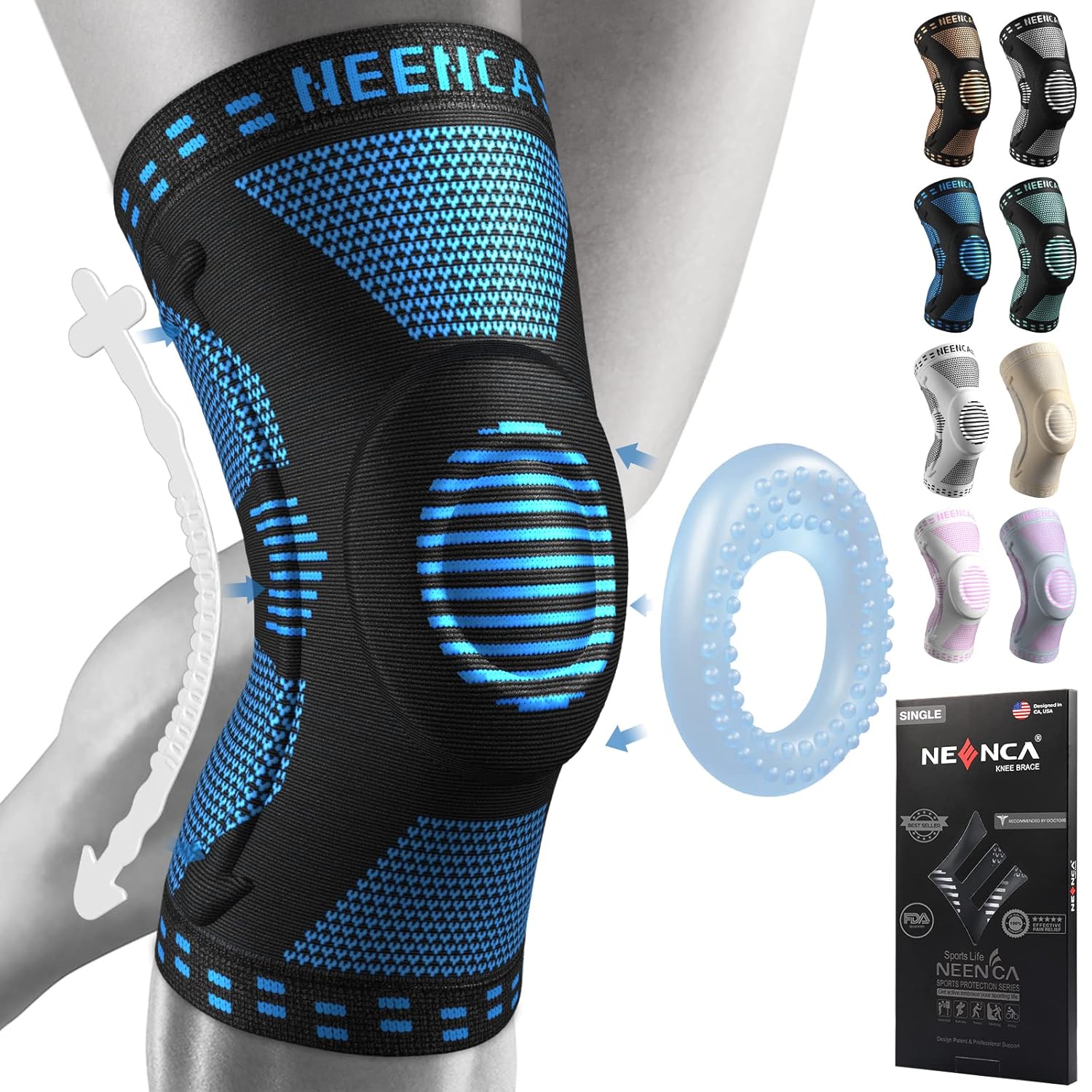 NEENCA Professional Knee Brace,Knee Compression Sleeve Support for Men Women wit...