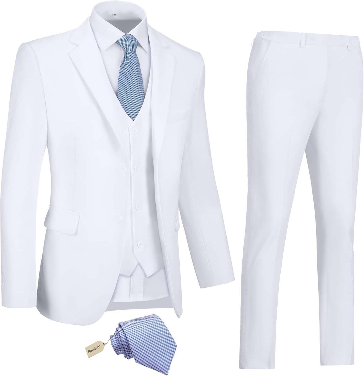 Men's Slim Fit 3 Piece Suit Two Button Business Wedding Dress Tux Suit Set Jacke...