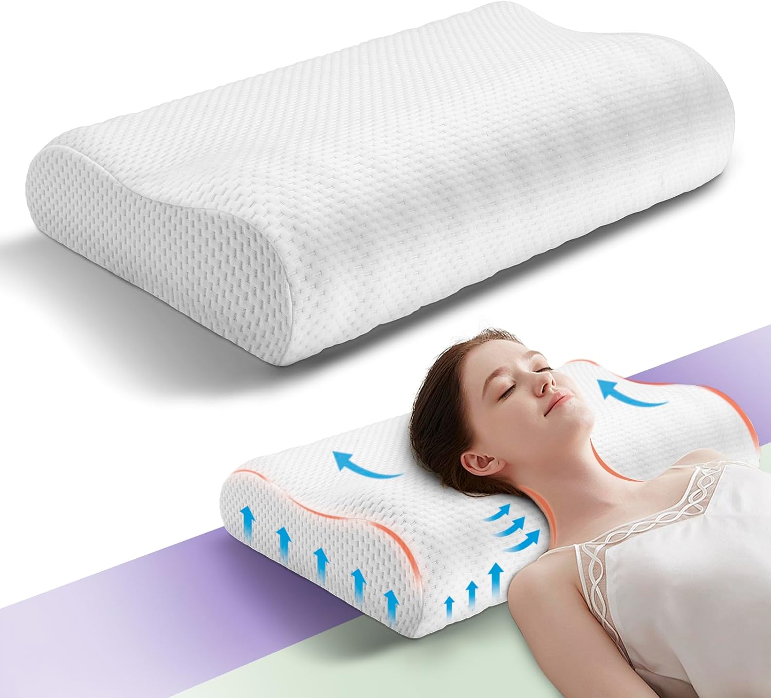 Neck Luxury Memory Foam Pillows,Ergonomic Bed Head Pillow for Sleeping Neck and...
