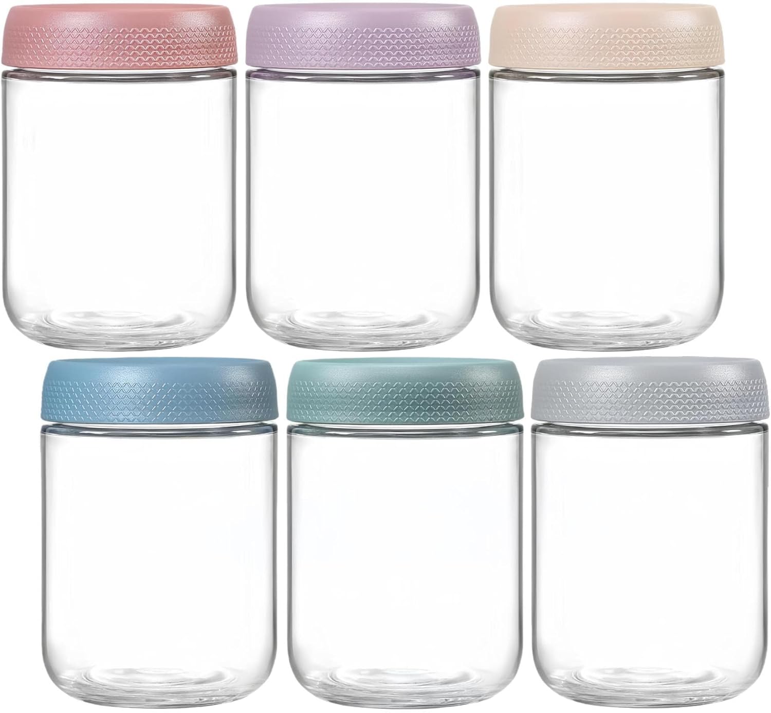 Eidoct 6-Pack 16 oz Glass Jar with Screw Lid Leakproof Overnight Oats Container,...