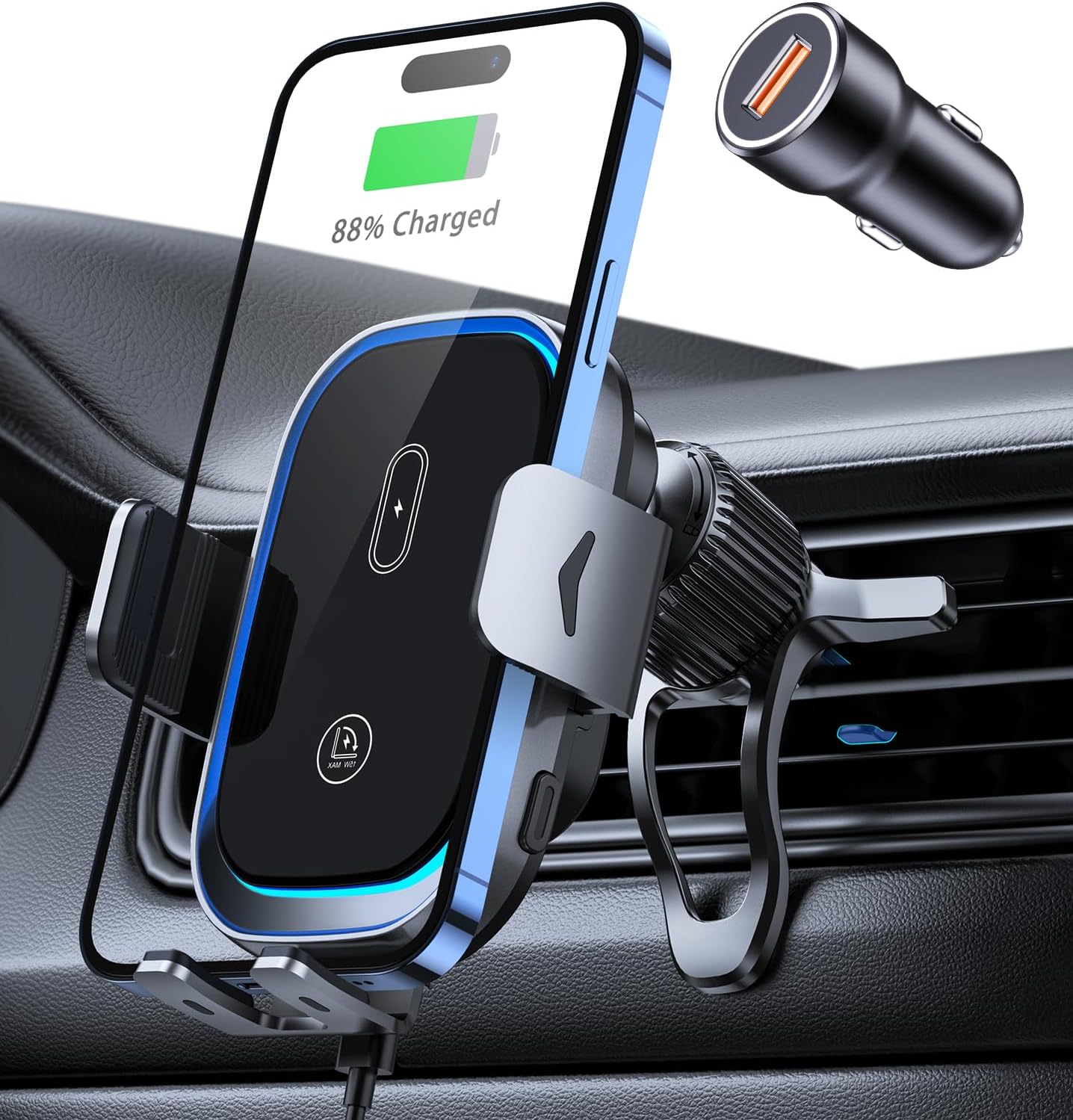 Mohard Car Phone Holder Wireless Charger, [Auto-Clamping] Dual-Coil & 15W Fast C...