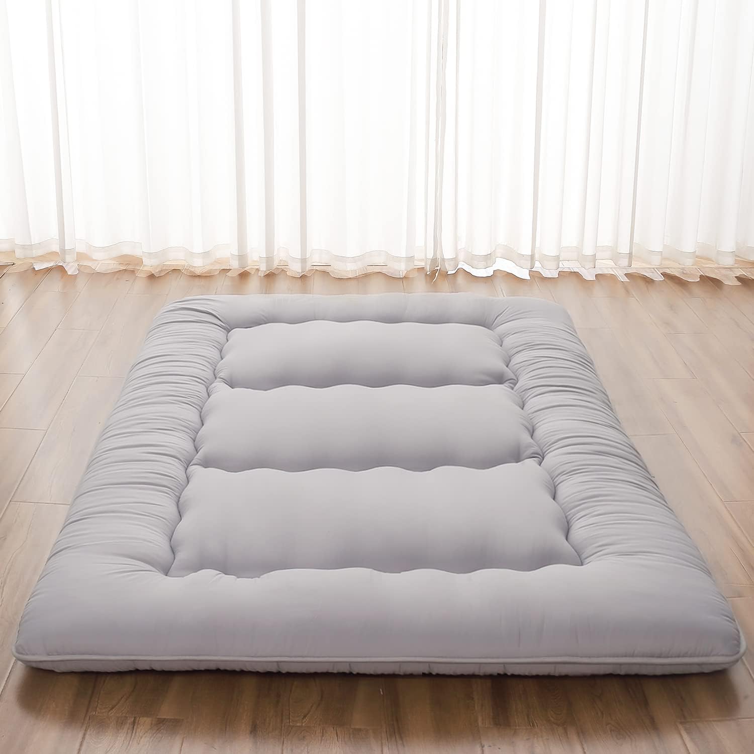 Japanese Floor Mattress, Futon Mattress with Portable Storage Bag and Washable C...