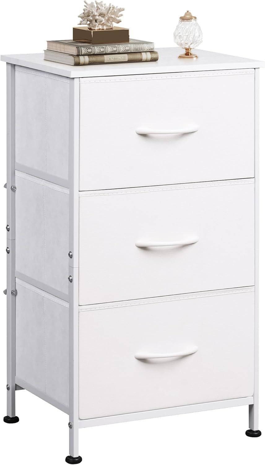 WLIVE Nightstand with 3 Drawers, Fabric Dresser, Organizer Unit, Storage Dresser...