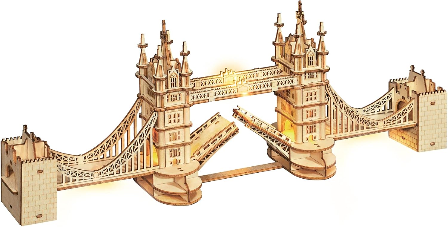 ROBOTIME Tower Bridge Wooden Model Kits for Adult 3D Puzzle to Build Your Own La...