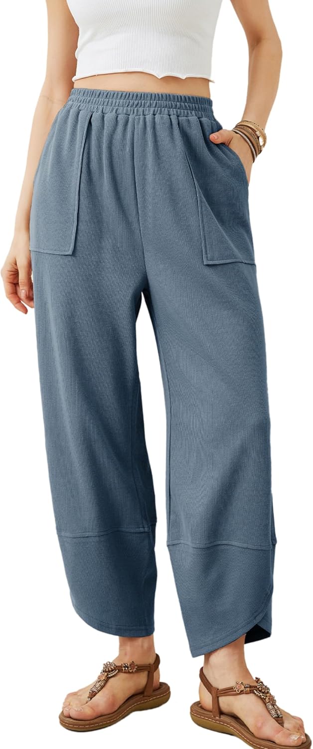 Xiaoxuemeng Womens Baggy Wide Leg Pants Casual Elastic Waisted Palazzo Harem Pan...