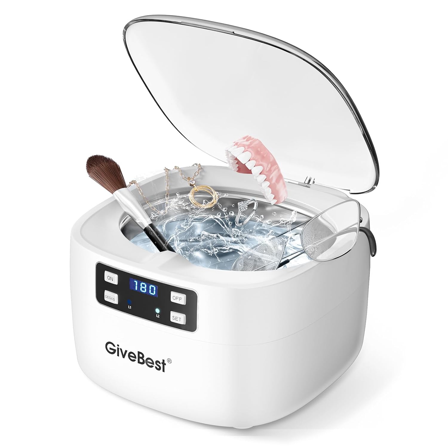 GiveBest 25 OZ Ultrasonic Jewelry Cleaner with 5 Digital Timer and Degassing Fun...