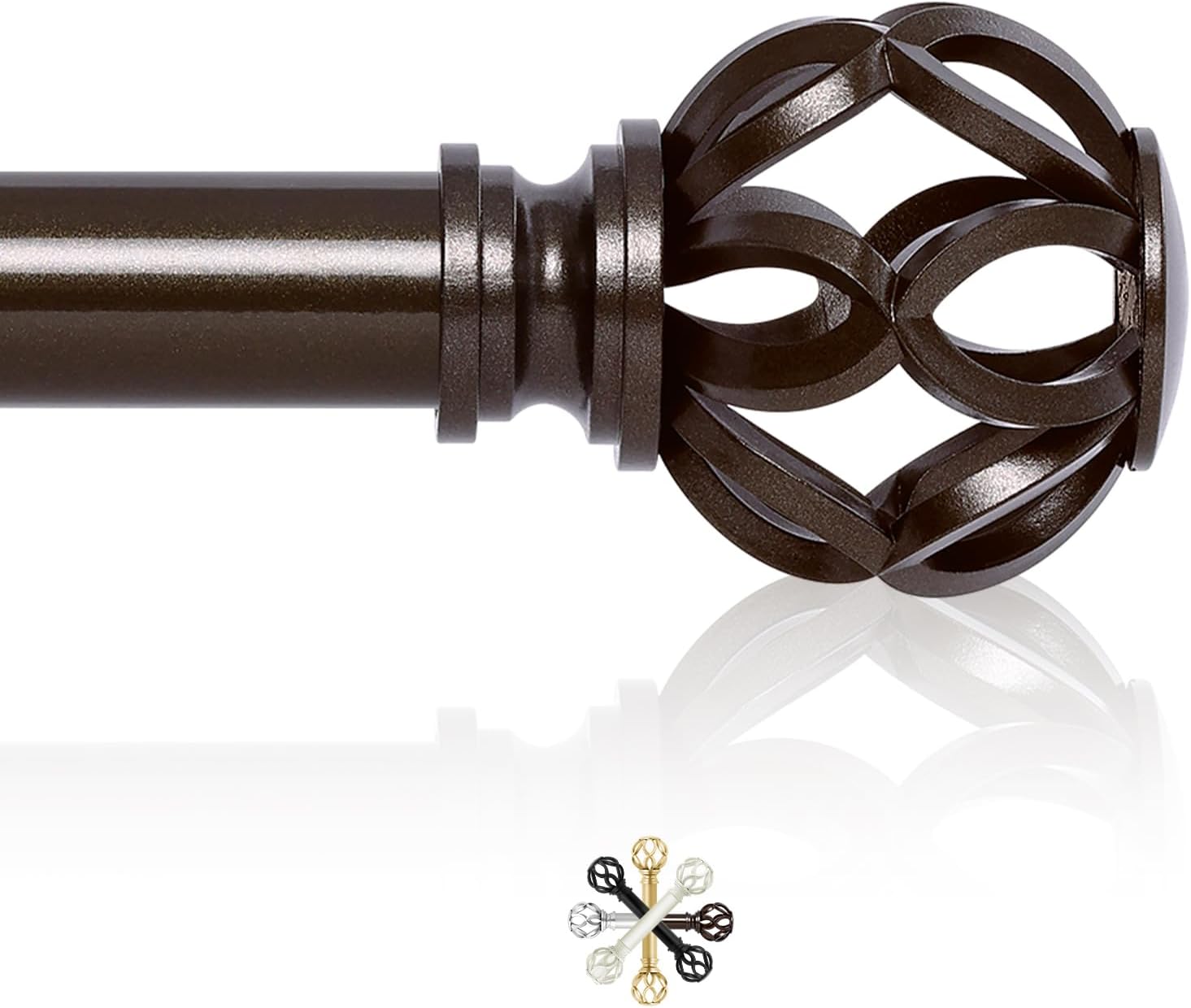 Bronze Curtain Rods for Windows 66 to 120 Inch,1 Inch Adjustable Long Curtain Ro...