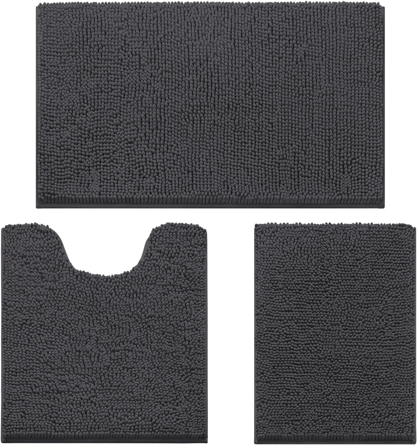 wyewye Bathroom Mat 3 Piece, Non Slip Chenille Bath Mats, Soft and Comfortable,...