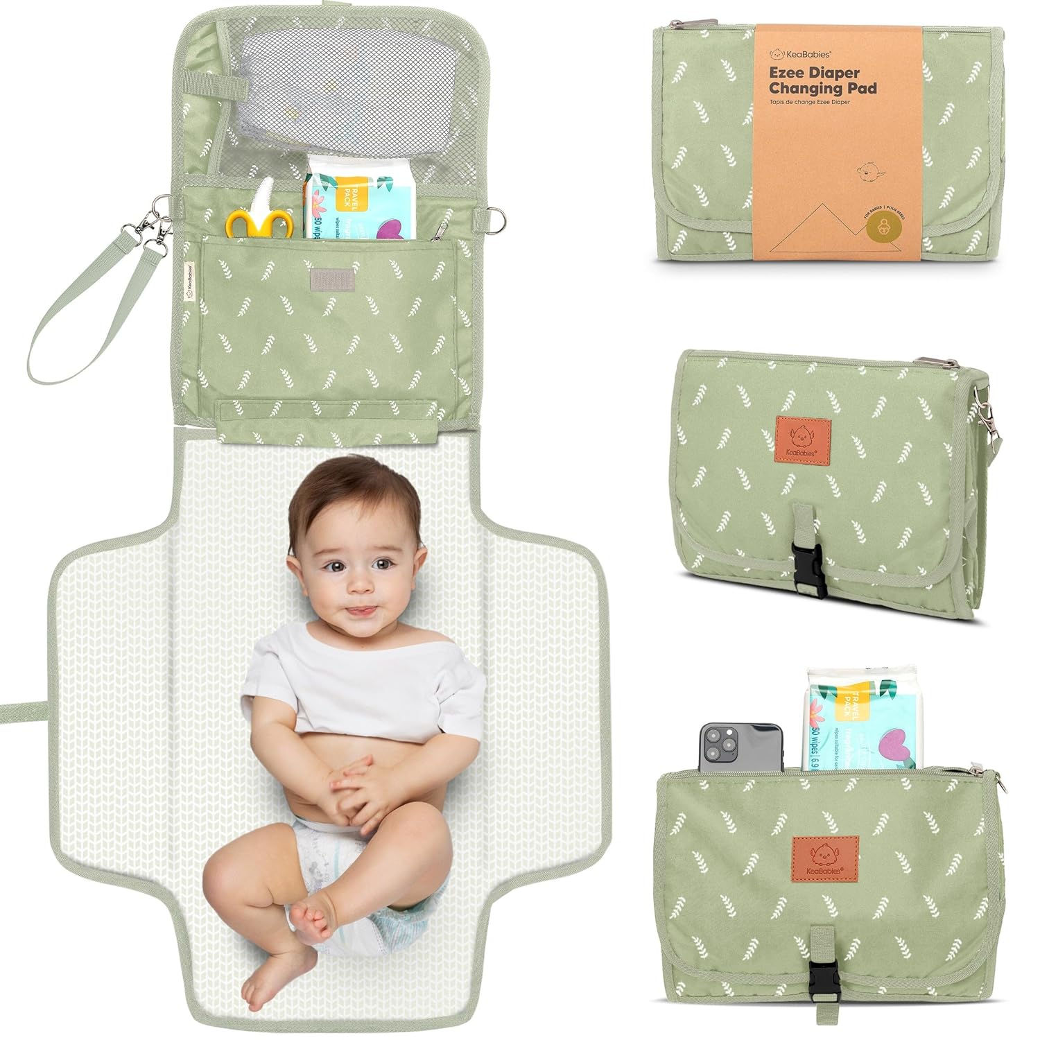 KeaBabies Portable Diaper Changing Pad - Large Waterproof Baby Changing Mat, Com...