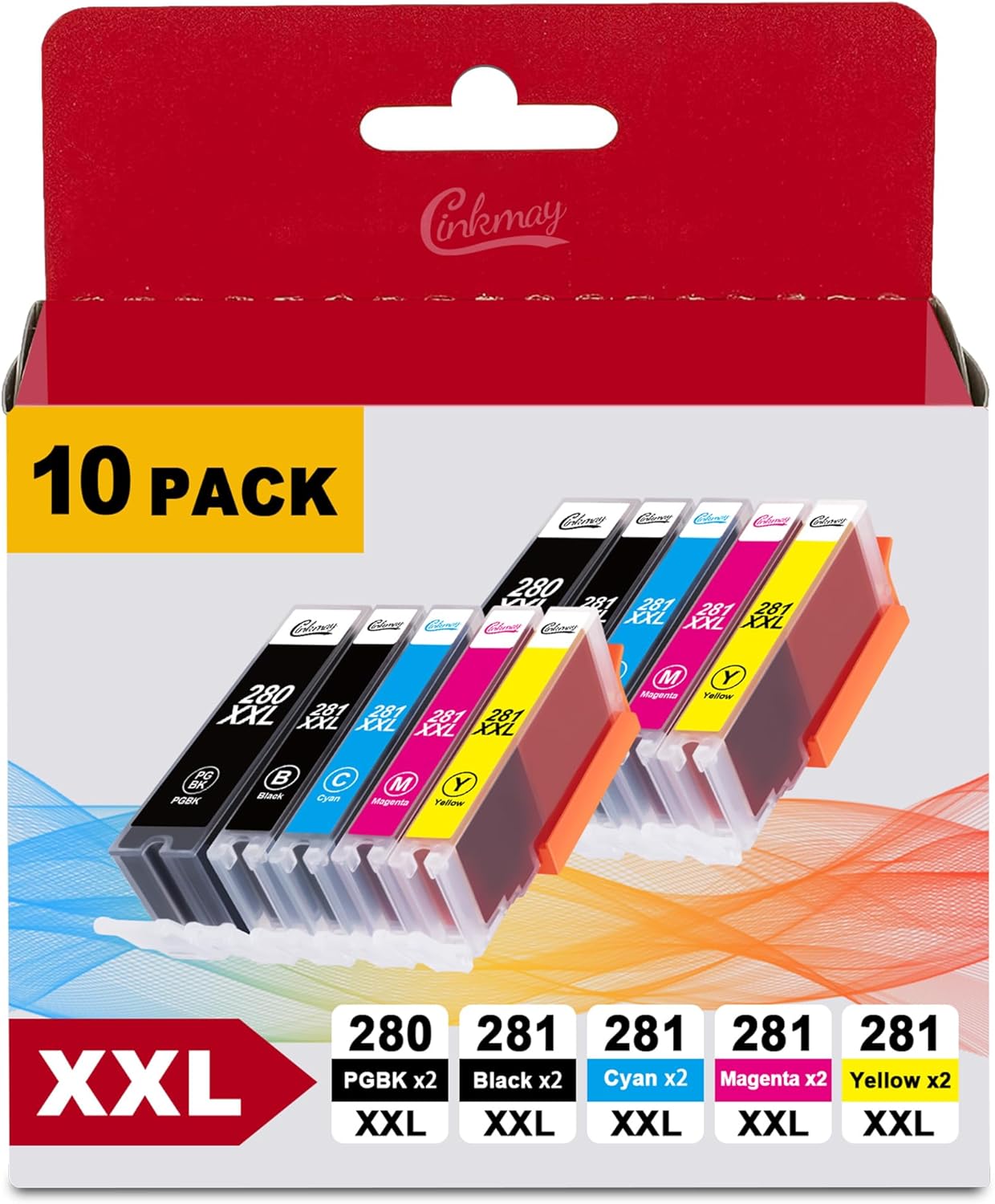 10 Pack PGI-280XXL/CLI-281XXL Ink Cartridge Super High Yield for Canon Ink 280 a...