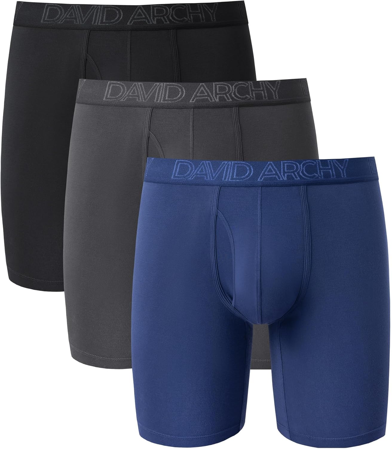 DAVID ARCHY Mens Underwear Boxer Briefs Breathable Soft Moisture-Wicking with Fl...