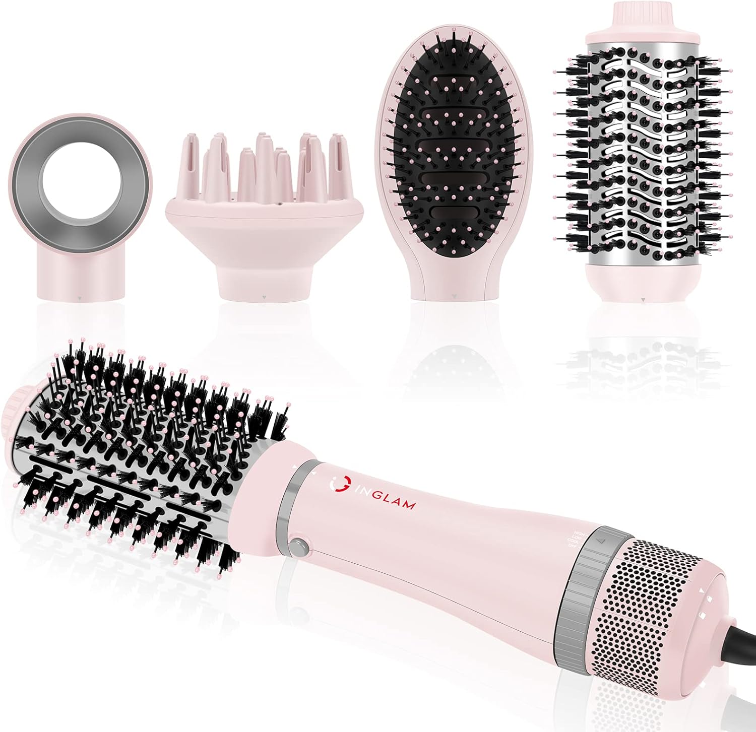 IG INGLAM 4 in 1 Blowout Hair Dryer Brush Set - Negative Ion Detachable Hair Dry...