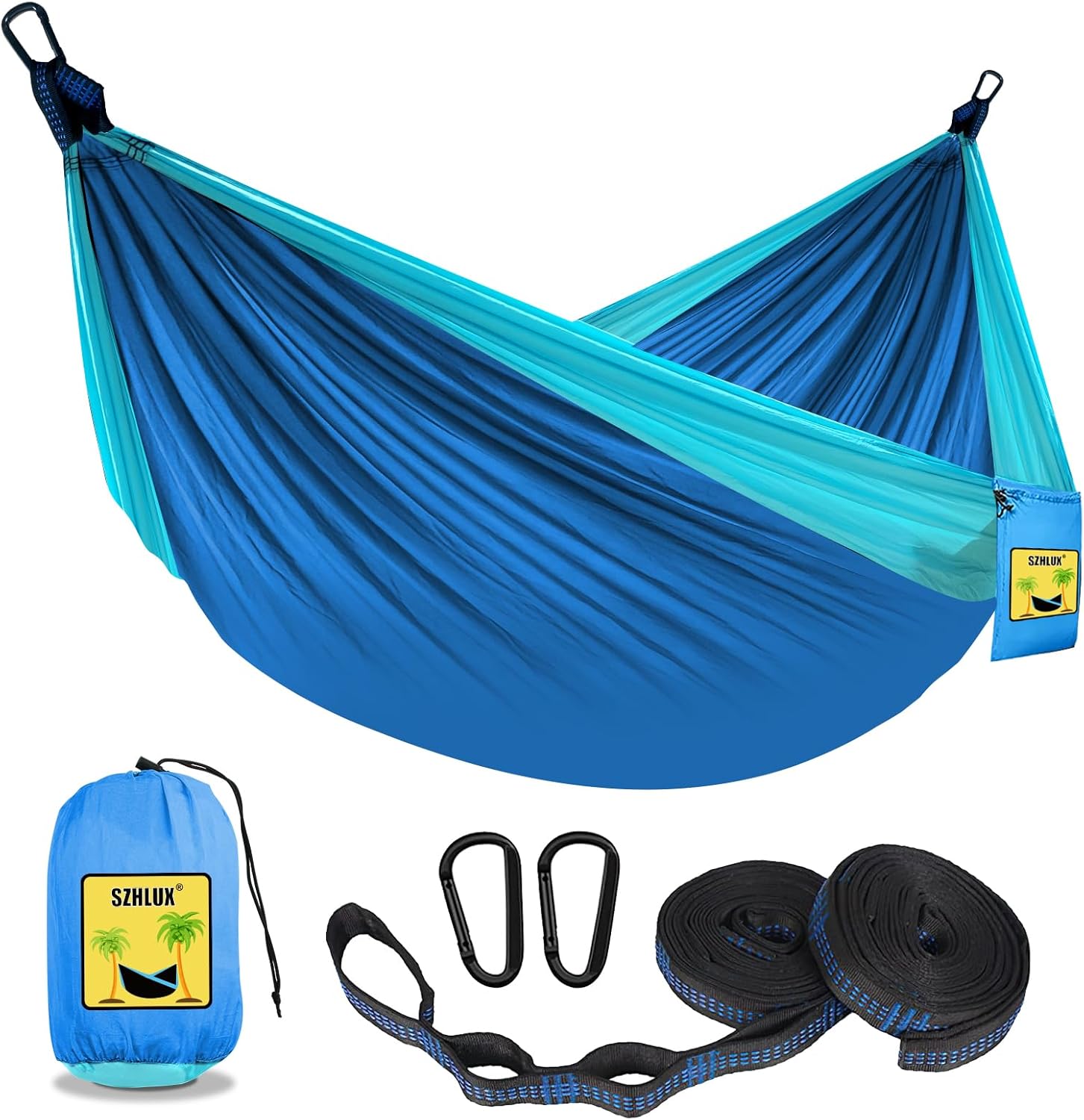 SZHLUX Camping Hammock Double & Single Portable Hammocks with 2 Tree Straps and...