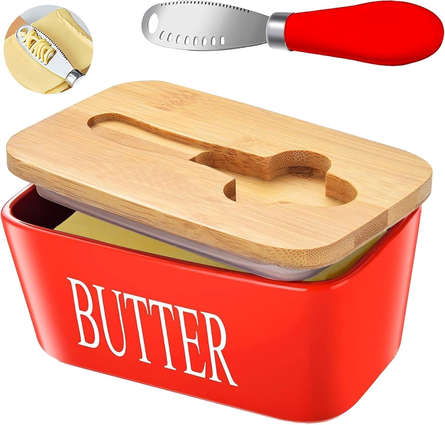 Ceramic Butter Dish, Special Airtight Butter Keeper for Counter or Fridge, Susta...