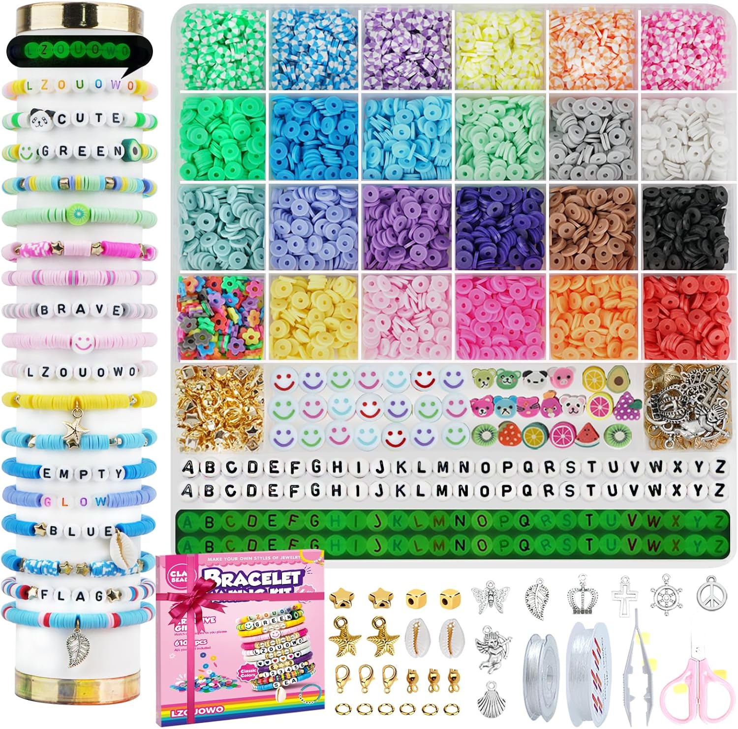 LZOUOWO 6100 Polymer Clay Beads Kit, Special Aesthetic Beads for Jewelry Making,...