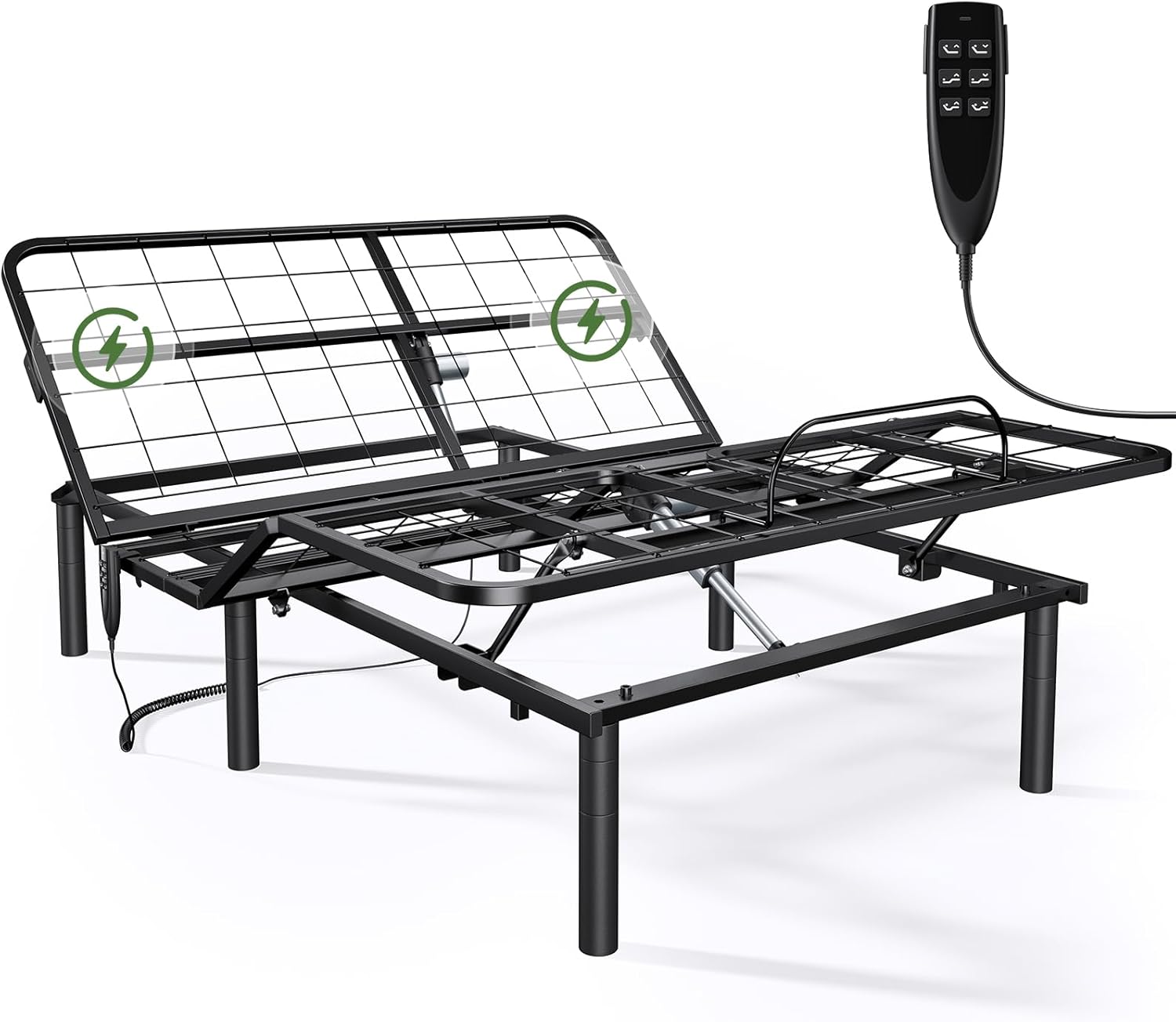 Marsail Twin XL Adjustable Bed Base Frame with 4 Height Options, Independent Hea...