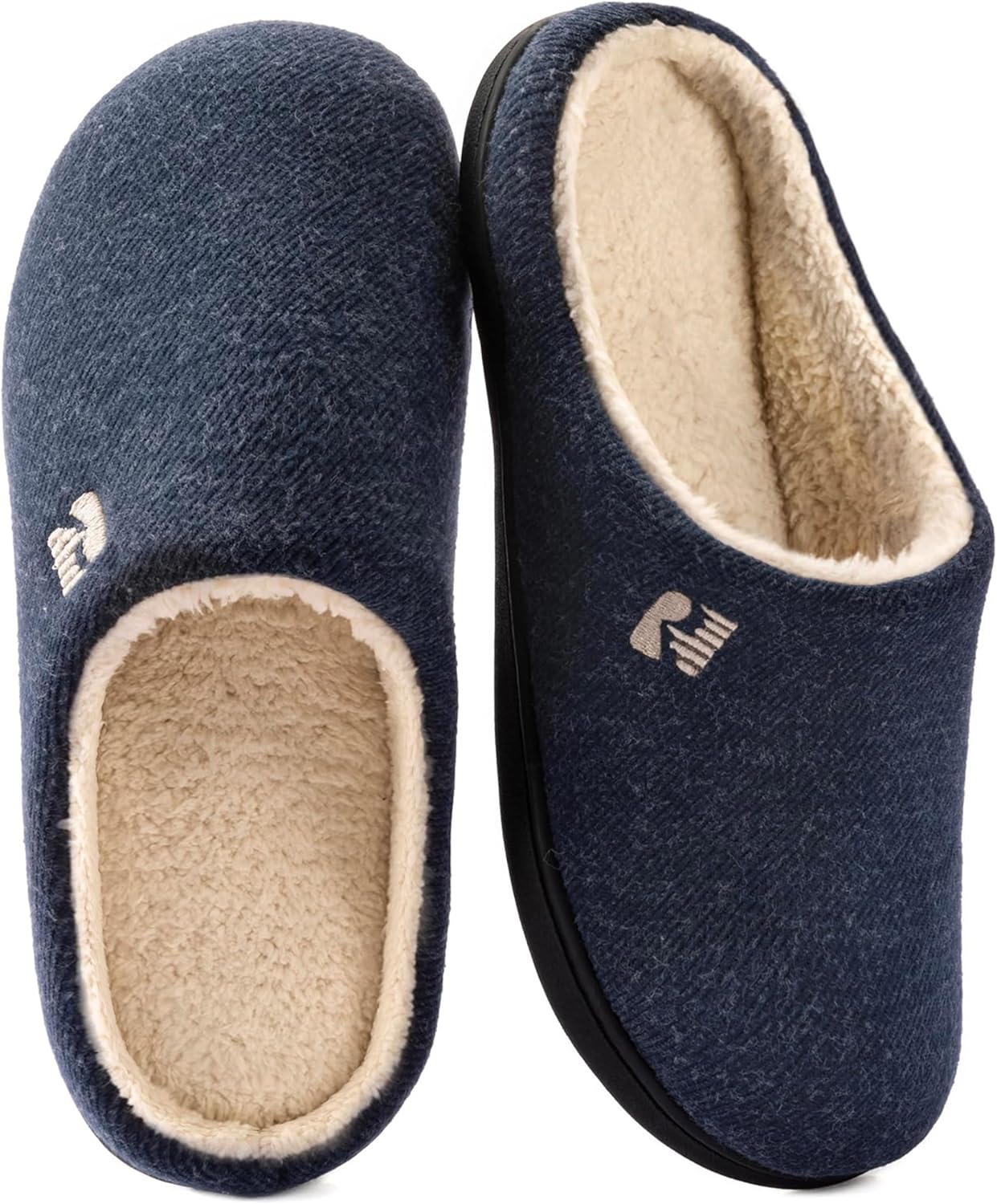 RockDove Men's Sherpa Lined Memory Foam Clog Slipper 11-12 Navy Blue