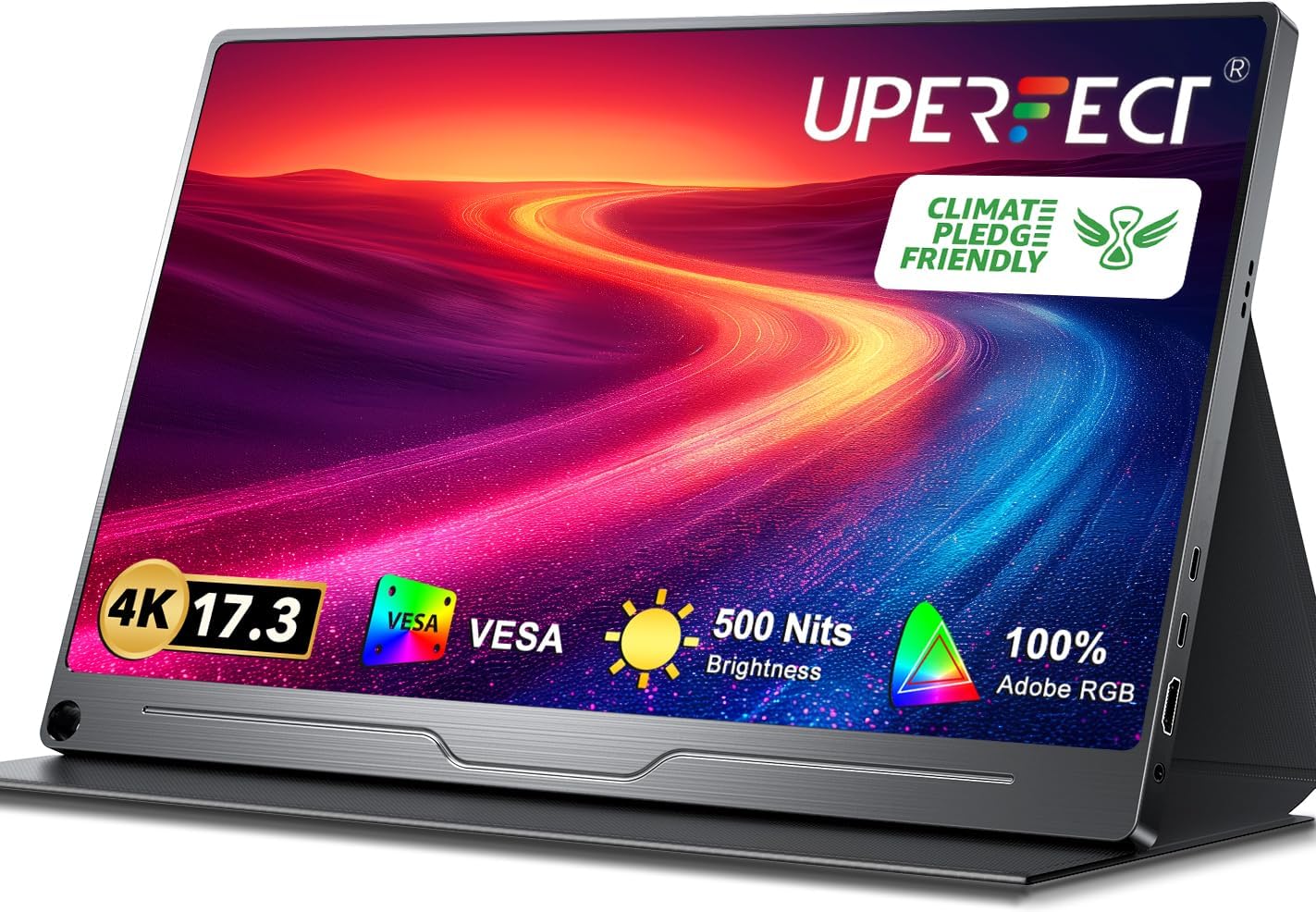 UPERFECT 17.3'' 4K Portable Monitor, 500 Nits 100% AdobeRGB UHD FreeSync HDR IPS...