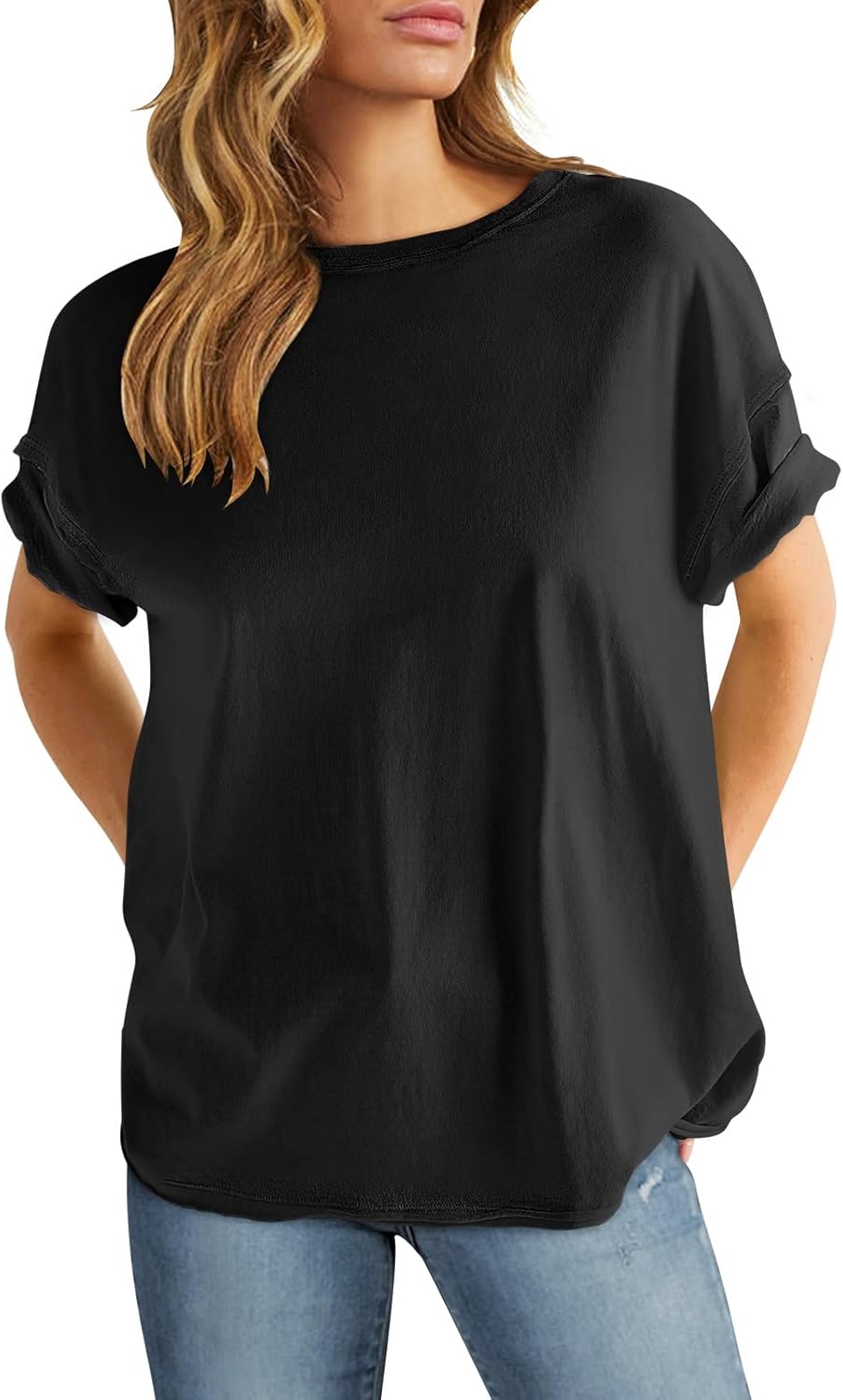 ANRABESS Womens Tops Oversized T Shirts Loose Fit Short Sleeve Crewneck Summer C...