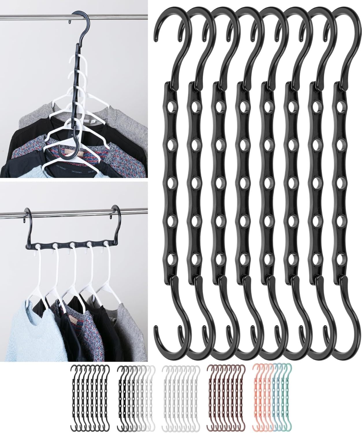 Mr. Pen- Space Saving Hangers, Black, 8 Pack, Clothes Hangers Space Saving, Clos...