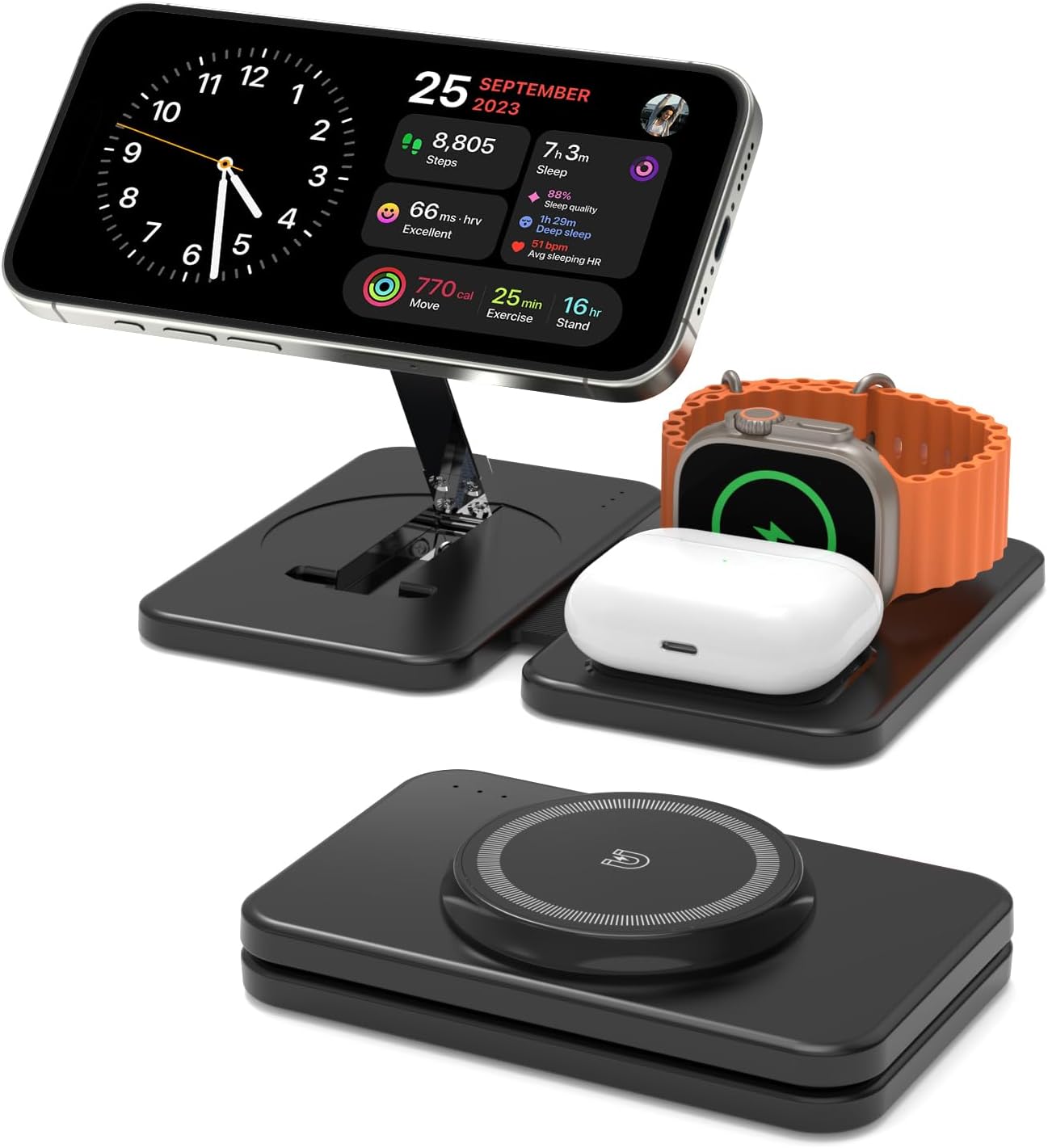 GEEKERA Charger for MagSafe, 3 in 1 Wireless Charging Station for iPhone 16/15/1...