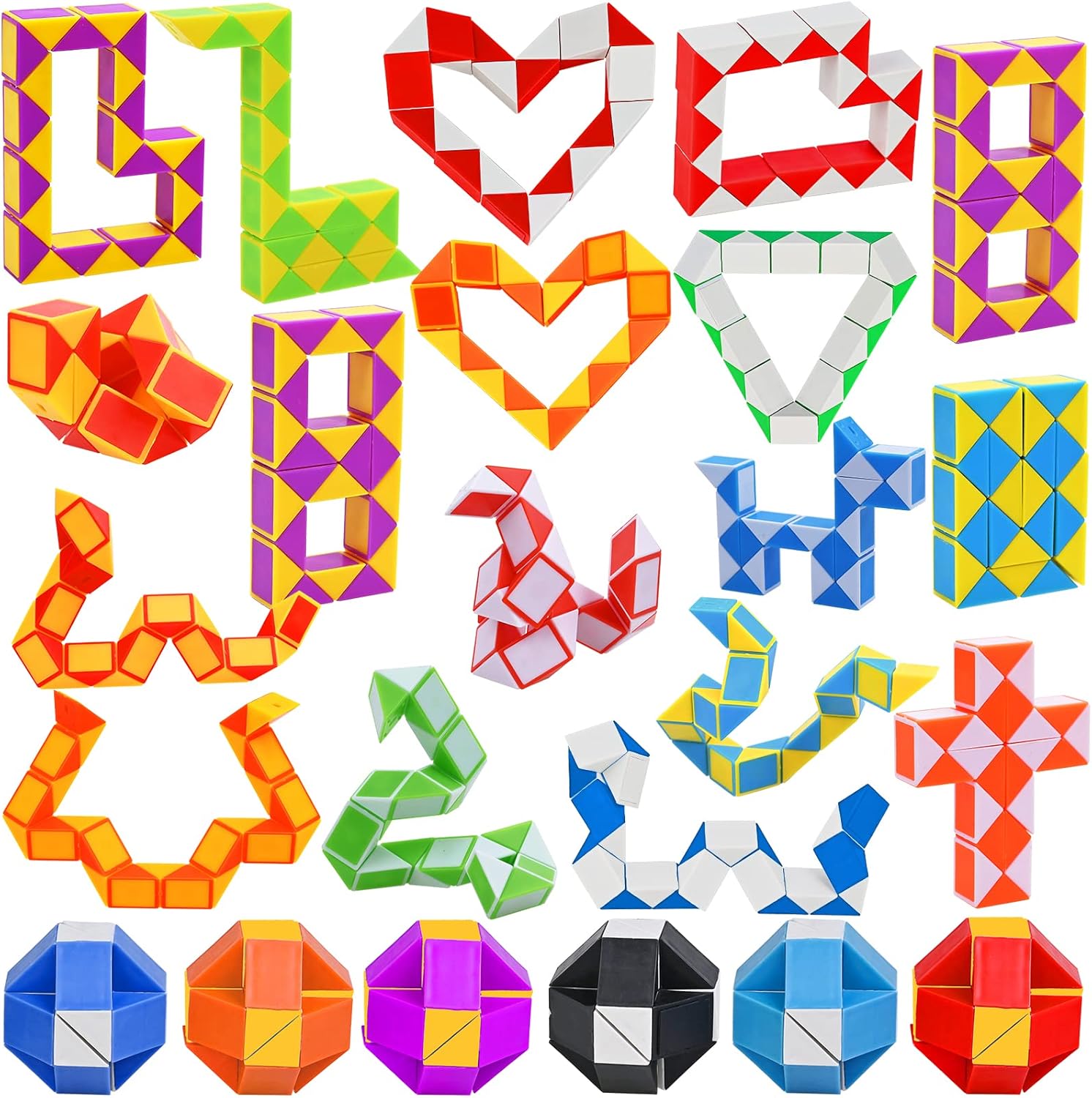 Party Bag Fillers Toys for Kids, 24 PCS Goldge 24 Blocks Magic Snake Cube, Snake...
