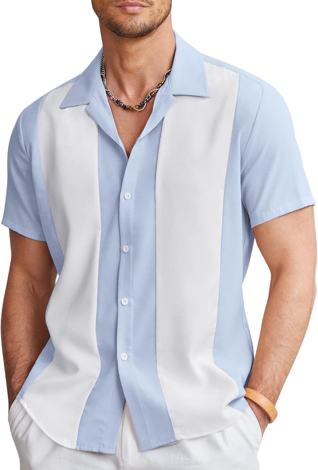 COOFANDY Men's Vintage Bowling Shirt Short Sleeve Button Down Summer Cuba Beach...