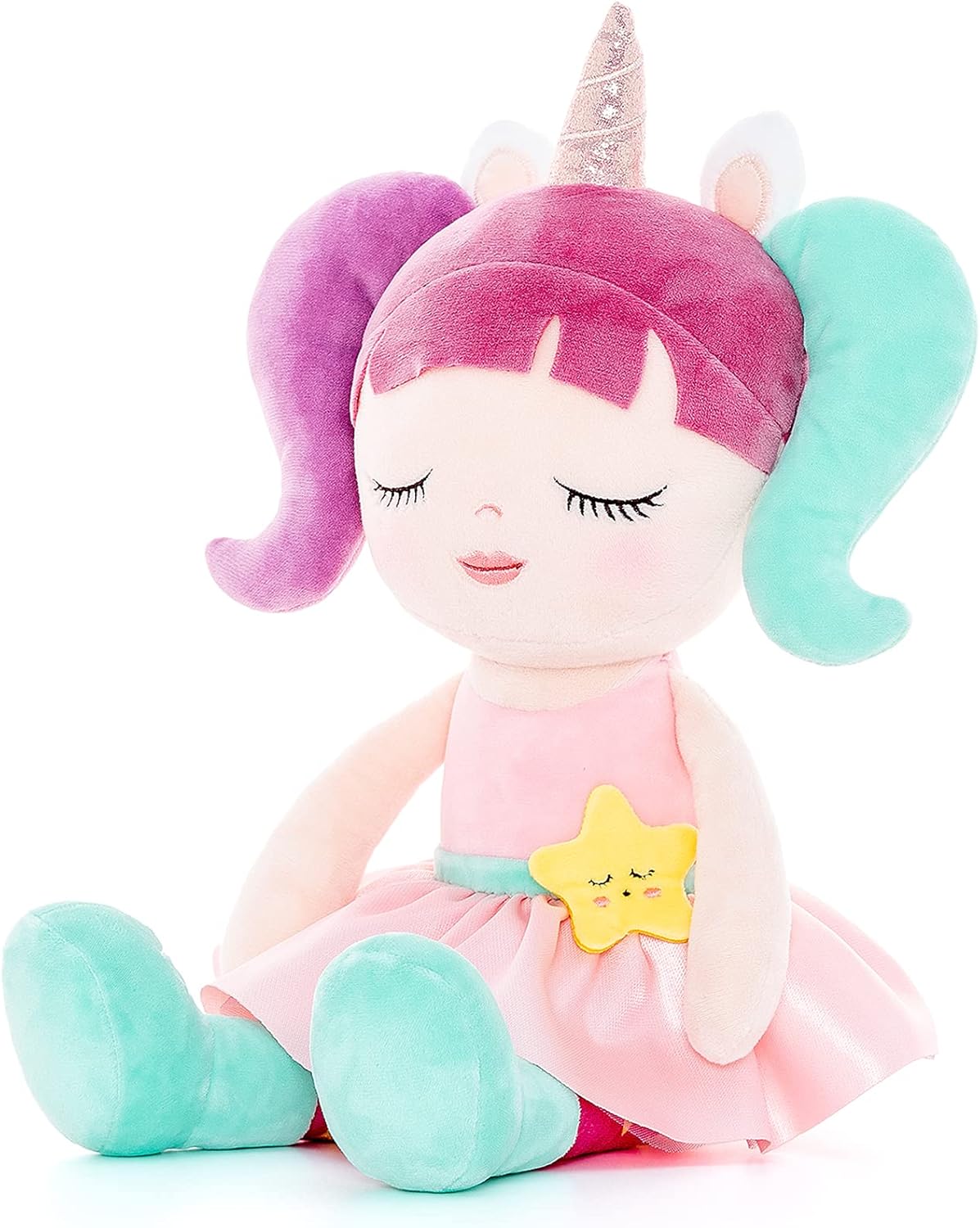 Lazada Unicorn Rag Girl Dolls Baby Gifts Soft Plush Doll Purple and Green 16" Un...