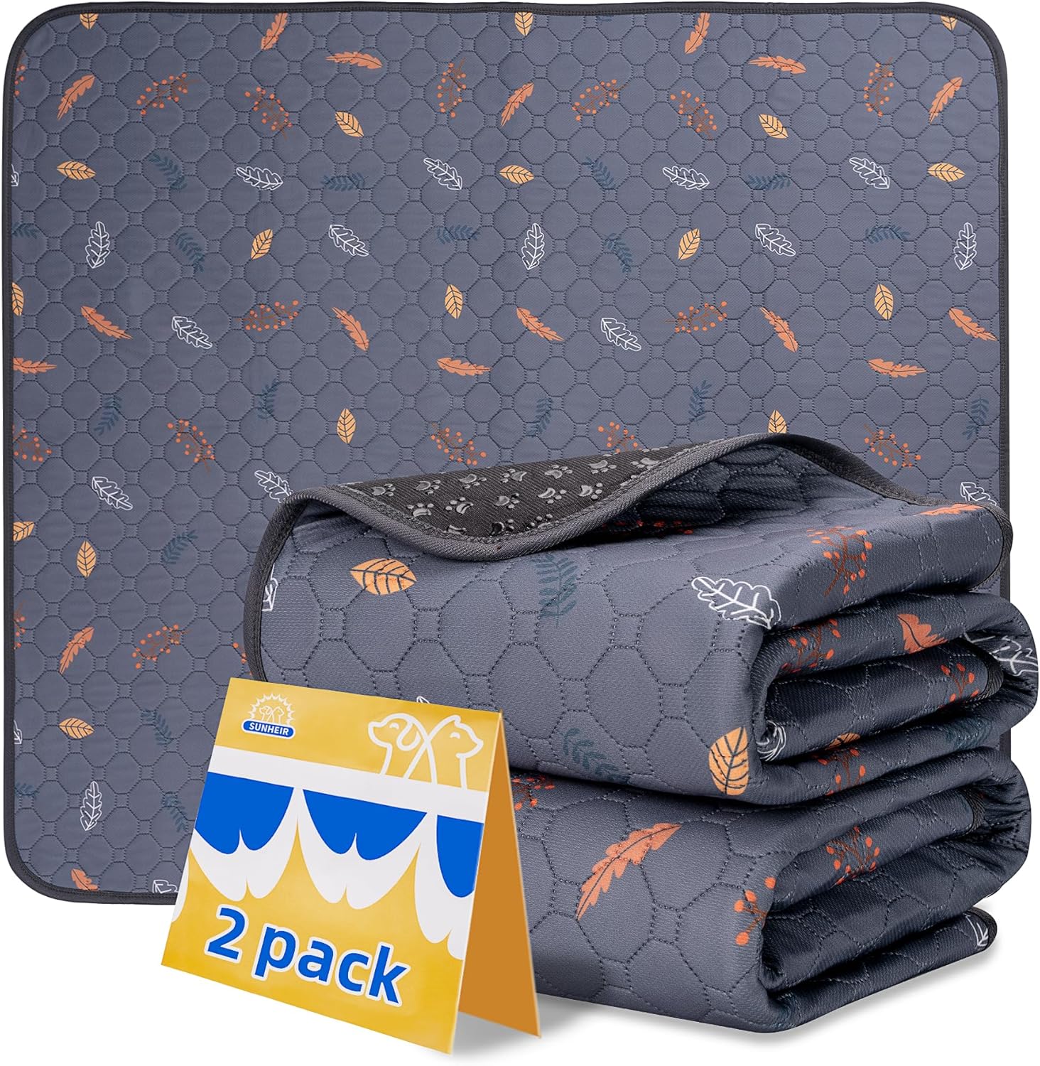 Washable Pee Pads for Dogs - 2-Pack Thick Heavy Absorbency Reusable Pee Pads Pre...