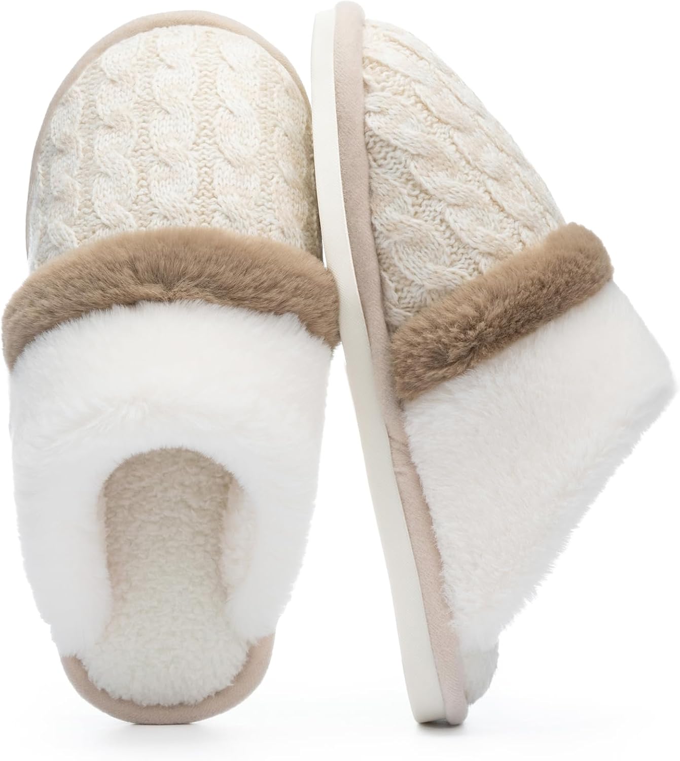 Fuzzy Slippers for Women Indoor and Outdoor Cozy Soft Women's Slipper Knit House...