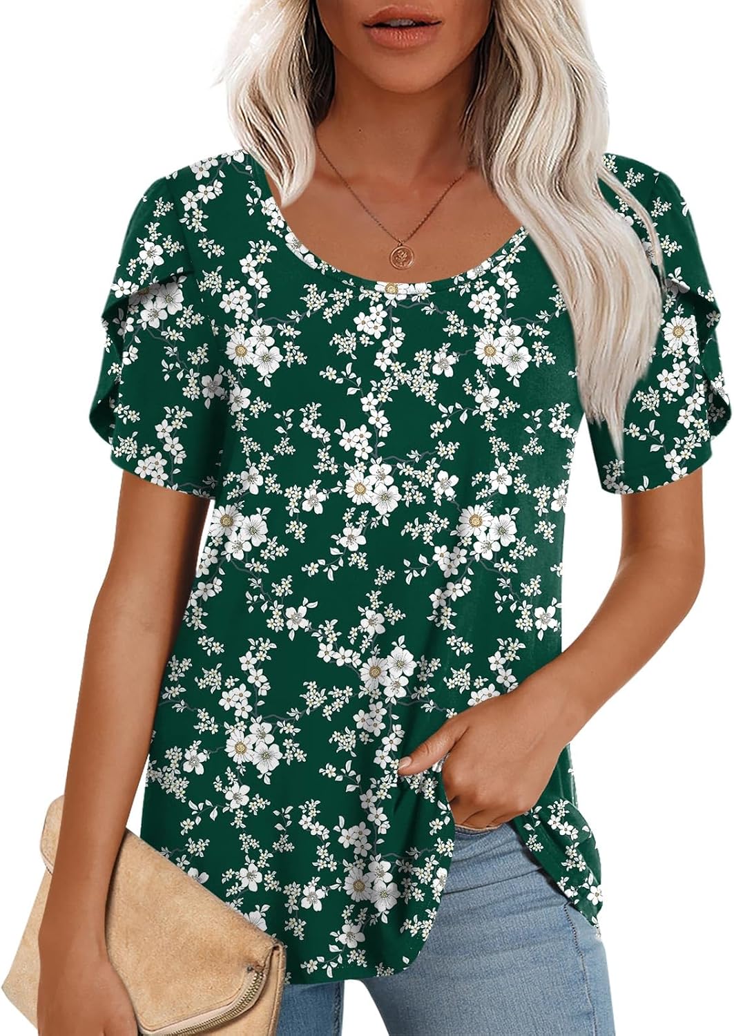 CATHY Womens T-Shirts 2025 Summer Tops Short Sleeve Crewneck Blouse M-3XL Green...