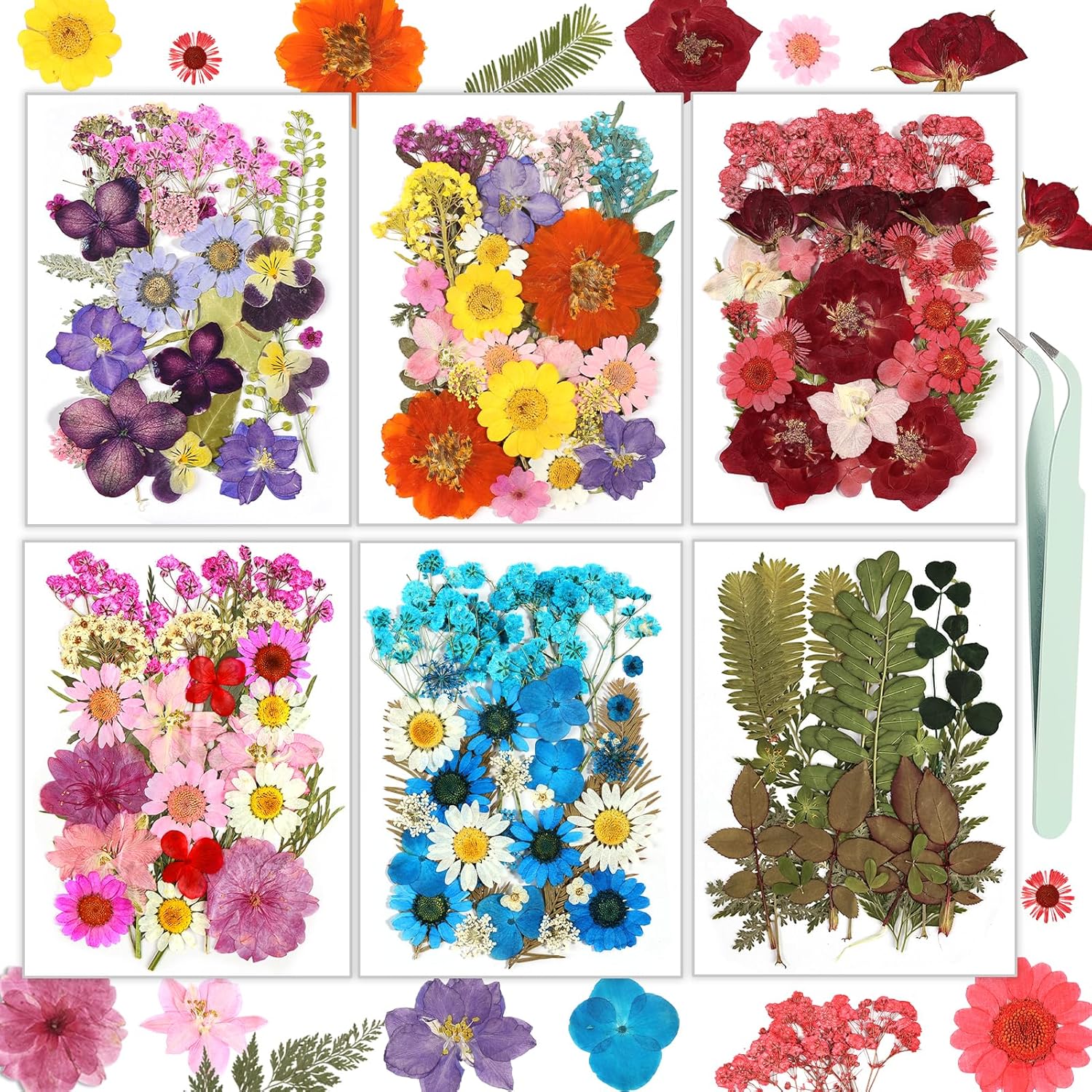 Resiners 174PCS Dried Pressed Flowers, Unique Resin Supplies for DIY Art Crafts,...