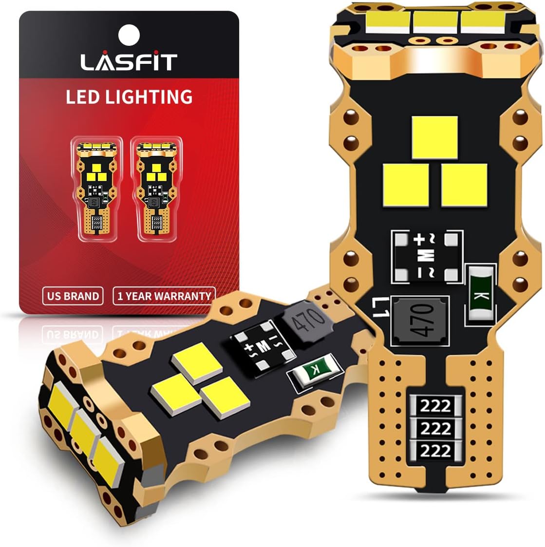 LASFIT 921 LED Bulb Reverse Light, 912 T15 LED 6000K White Canbus Error Free W16...